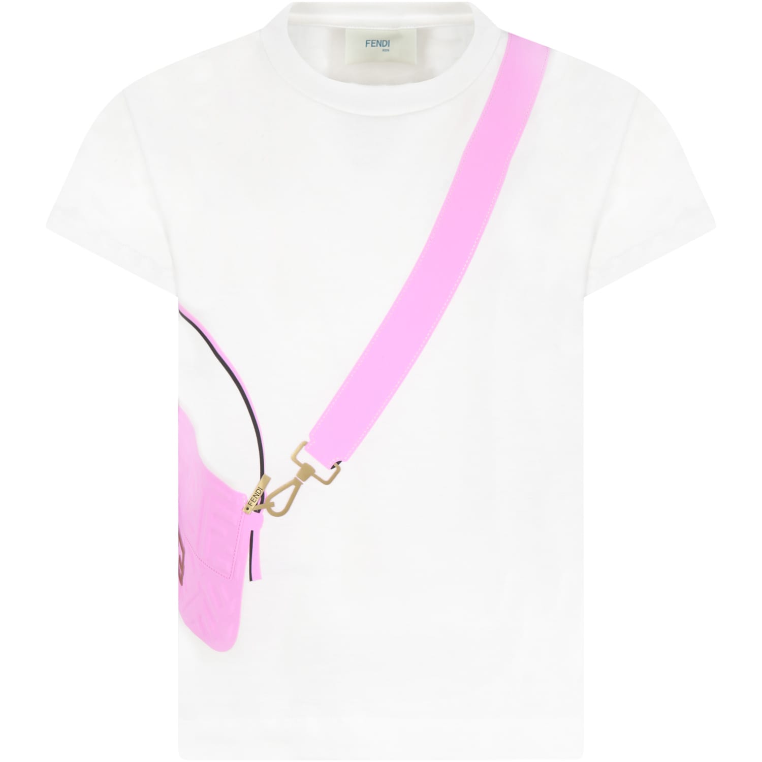 Fendi White T-shirt For Girl With Purple Bag