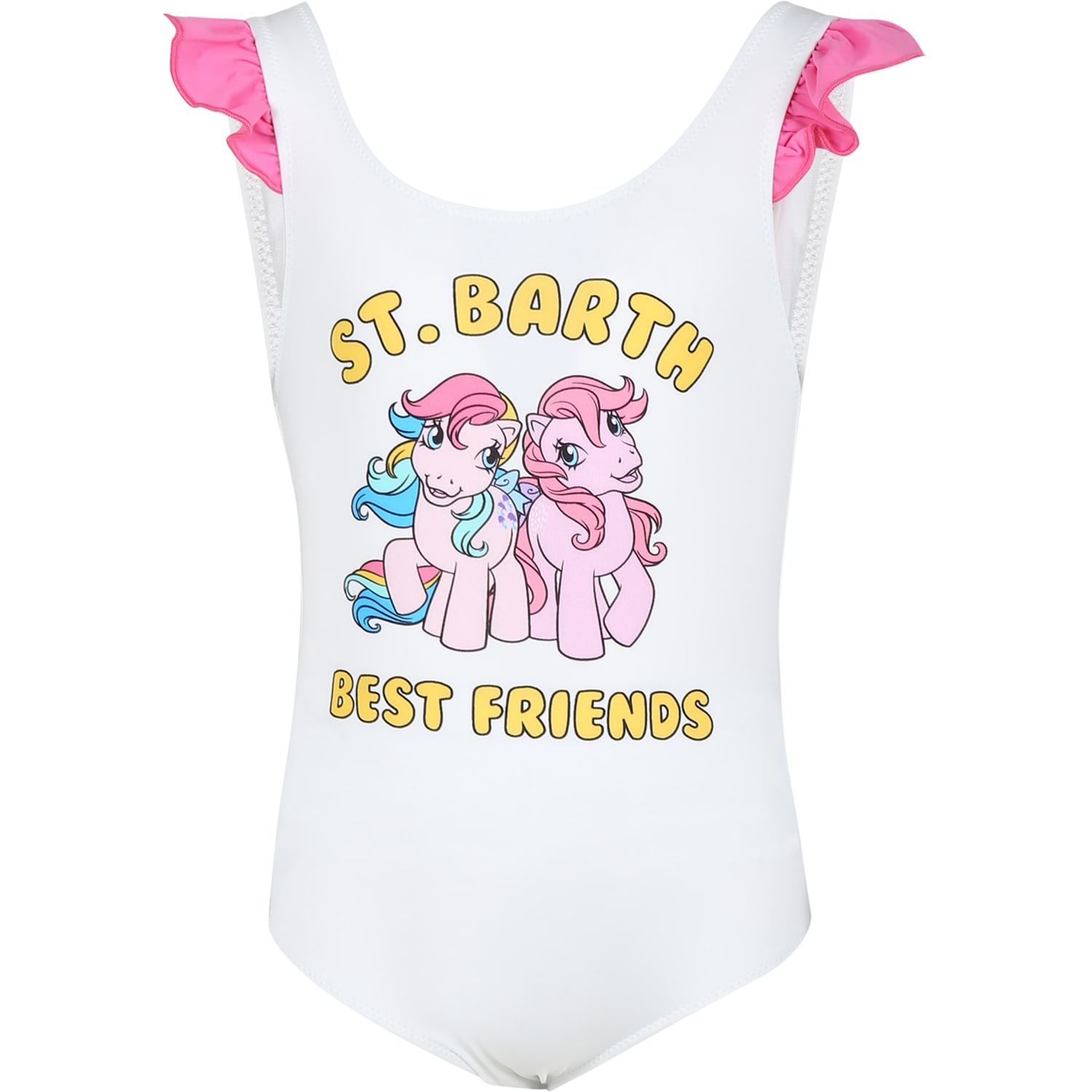Mc2 Saint Barth White Swimsuit For Girl With My Little Pony Print In White