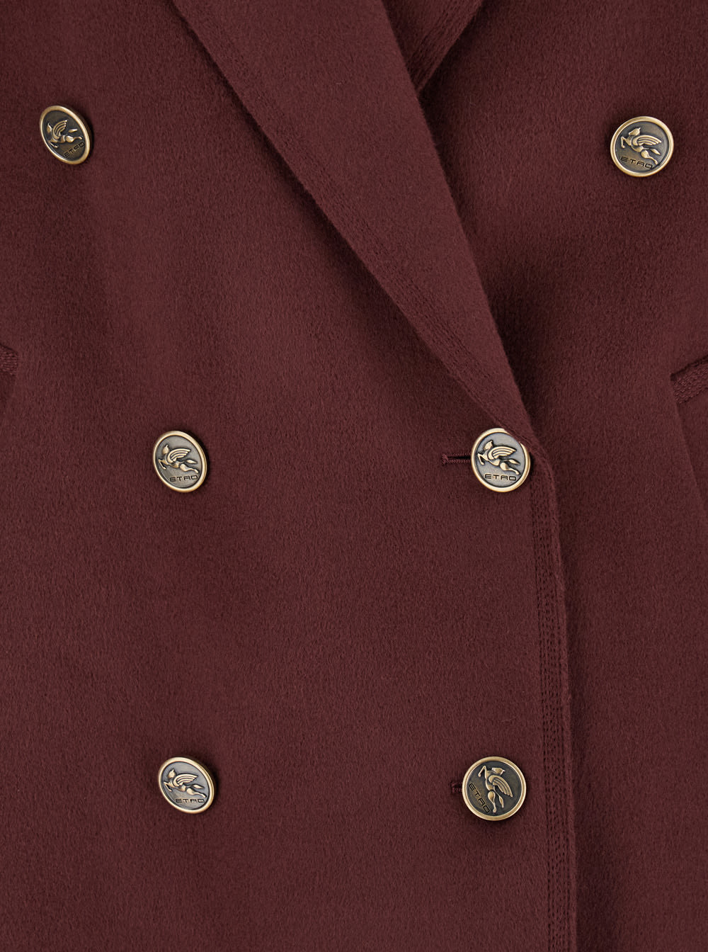 Shop Etro Bordeaux Double-breasted Jacket With Logo Detail On Buttons In Wool Blend Woman