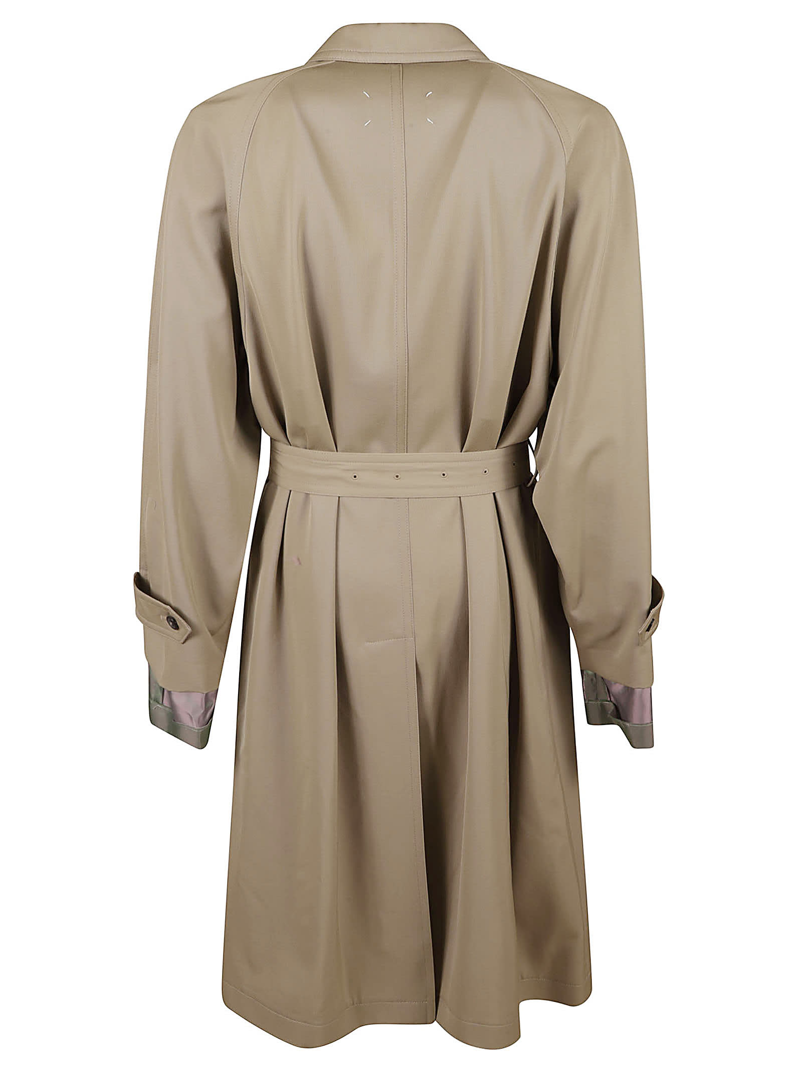 Shop Maison Margiela Belted Waist Layered Coat In Stone