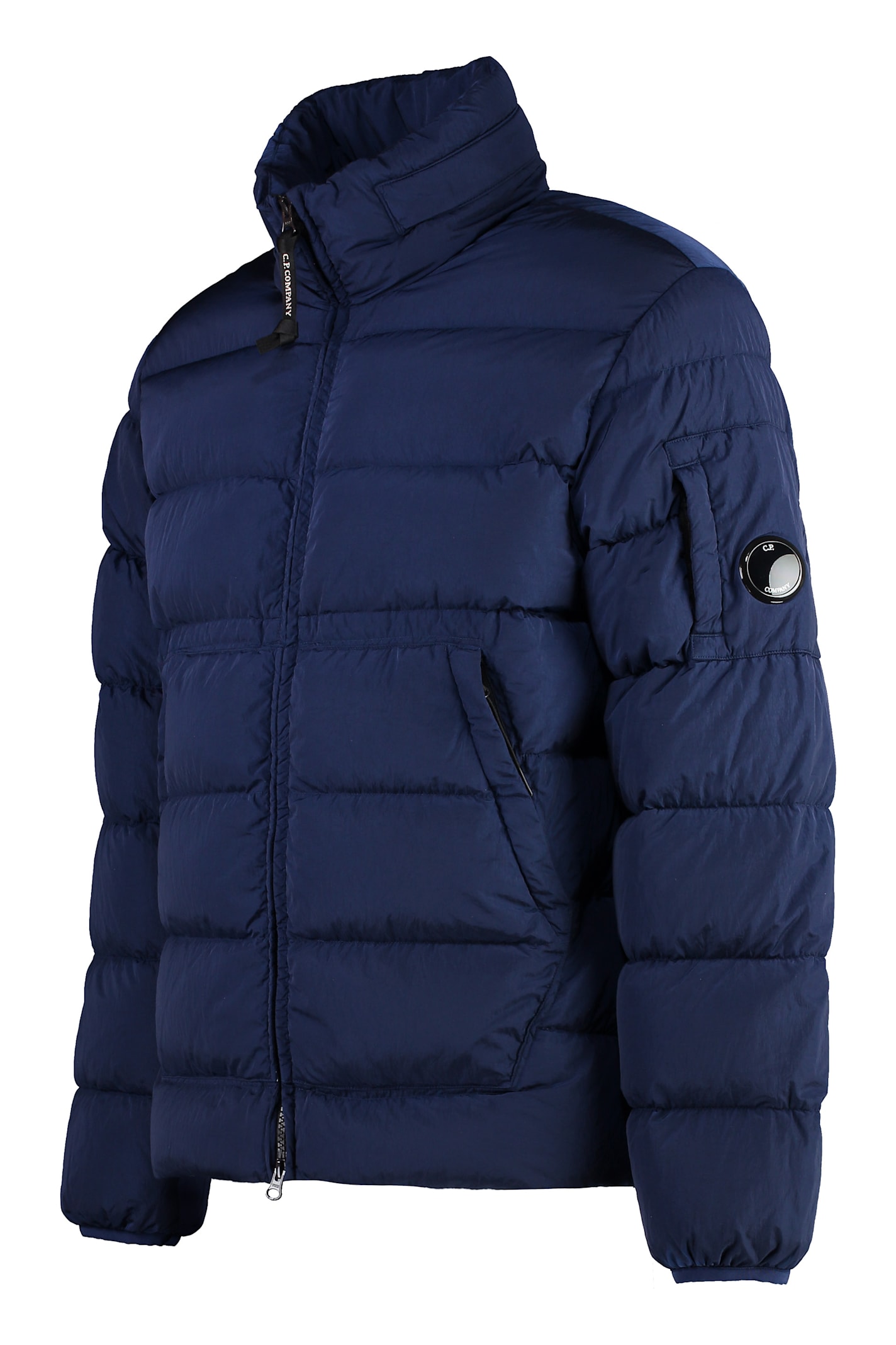 Shop C.p. Company Hooded Nylon Down Jacket In Blue