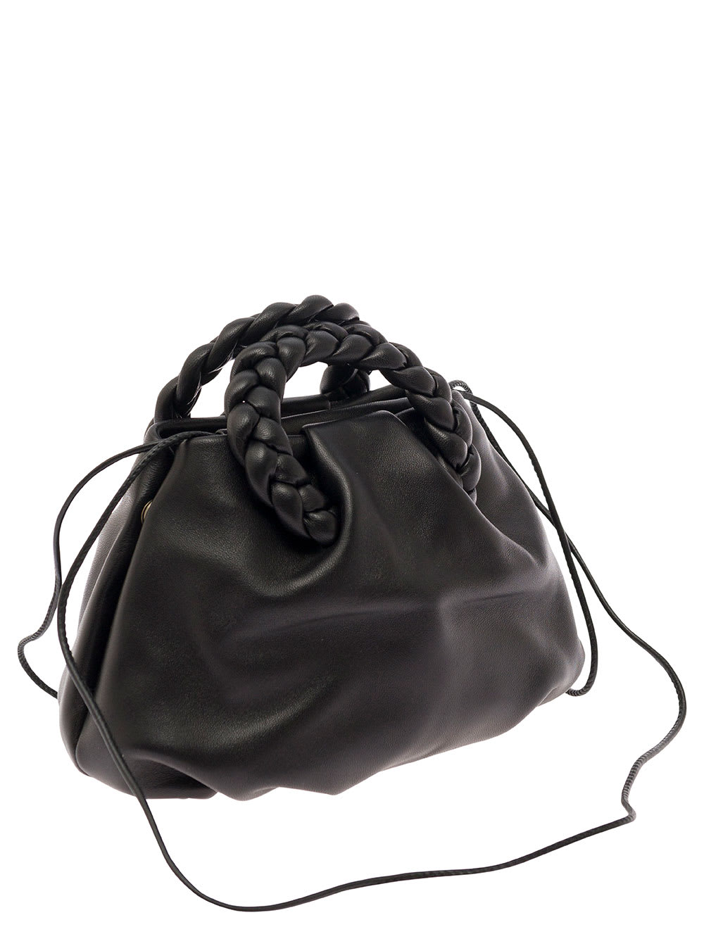 Shop Hereu Bombon Black Handbag With Braided Handles In Leather Woman