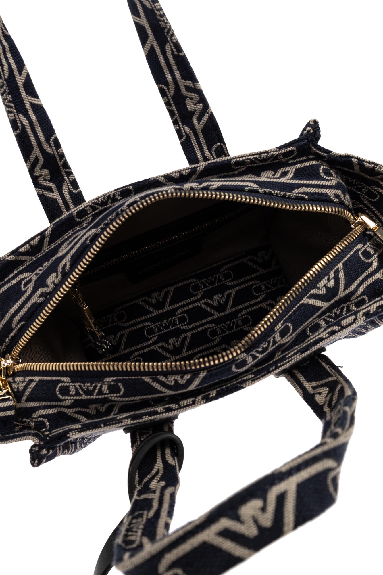 Emporio Armani Monogram Handbag In Denim