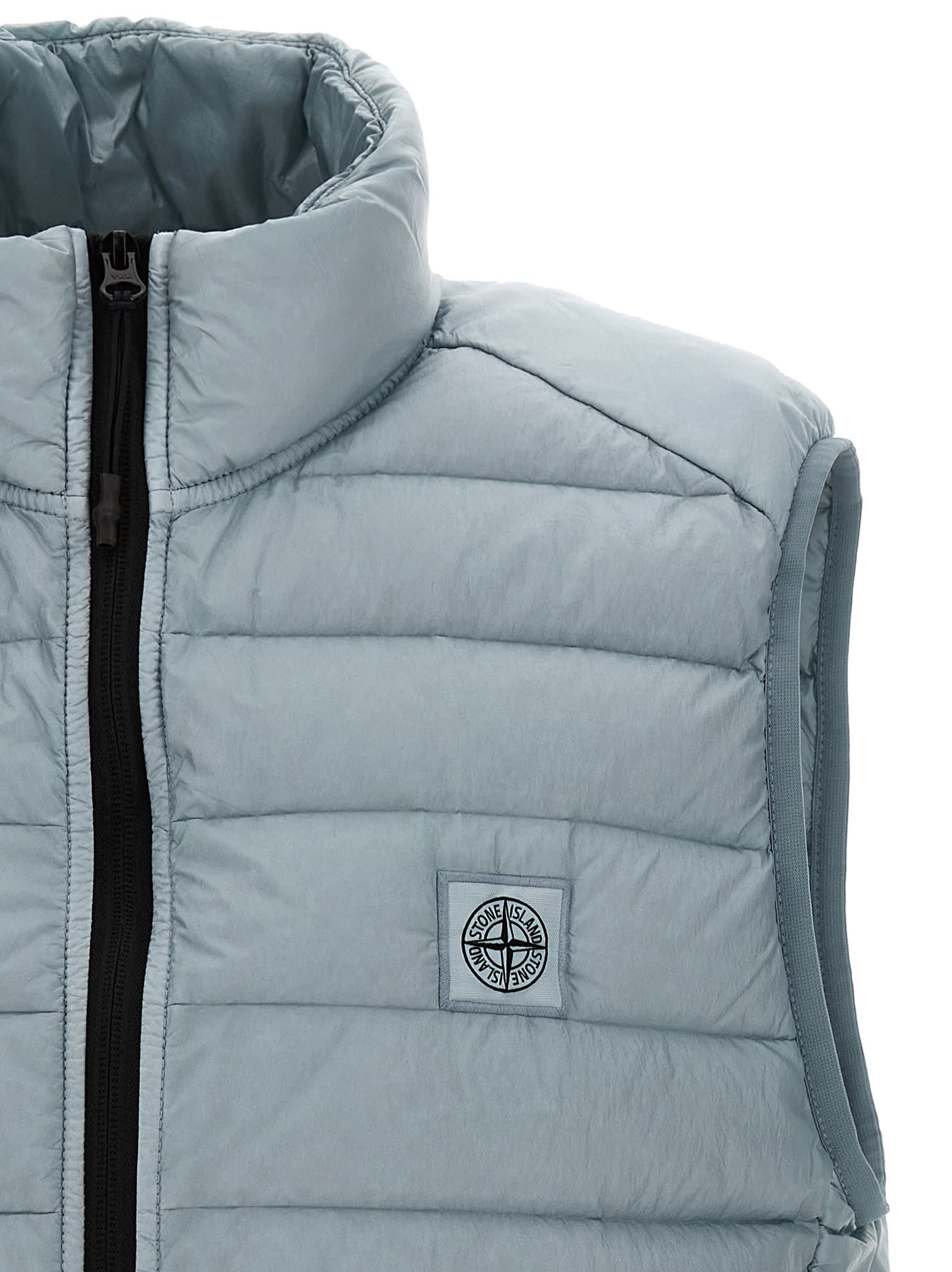 Shop Stone Island Quilted Vest 100 Gr In Cielo
