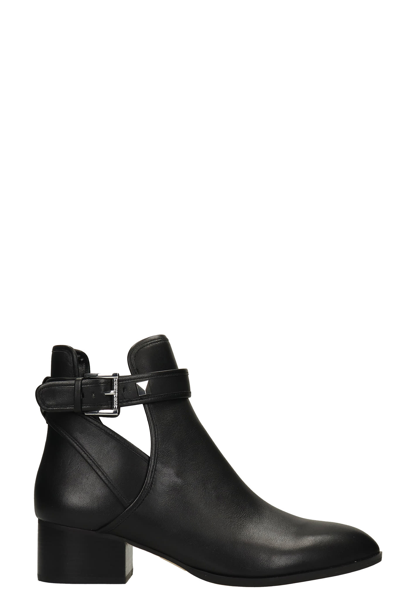 Michael Kors Britton Low Heels Ankle Boots In Black Leather