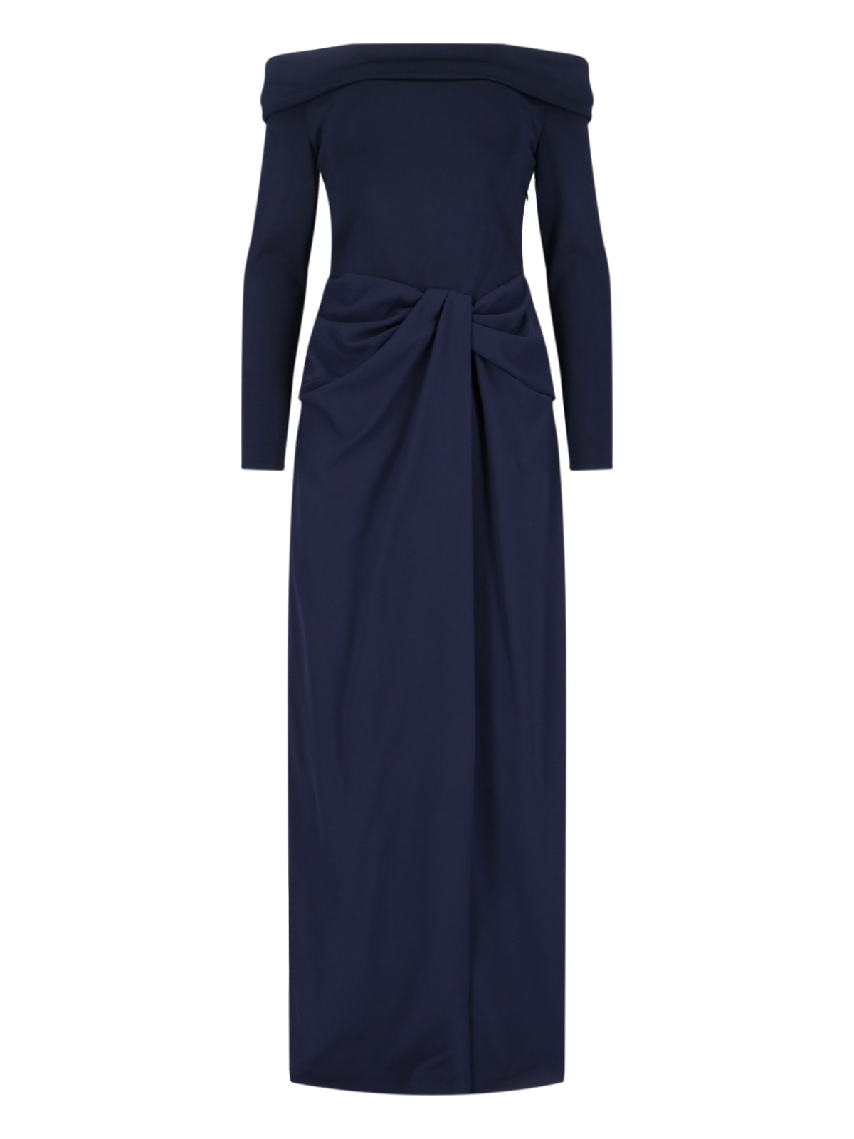 Ralph Lauren Off-shoulder Knot-detail Dress In Blue