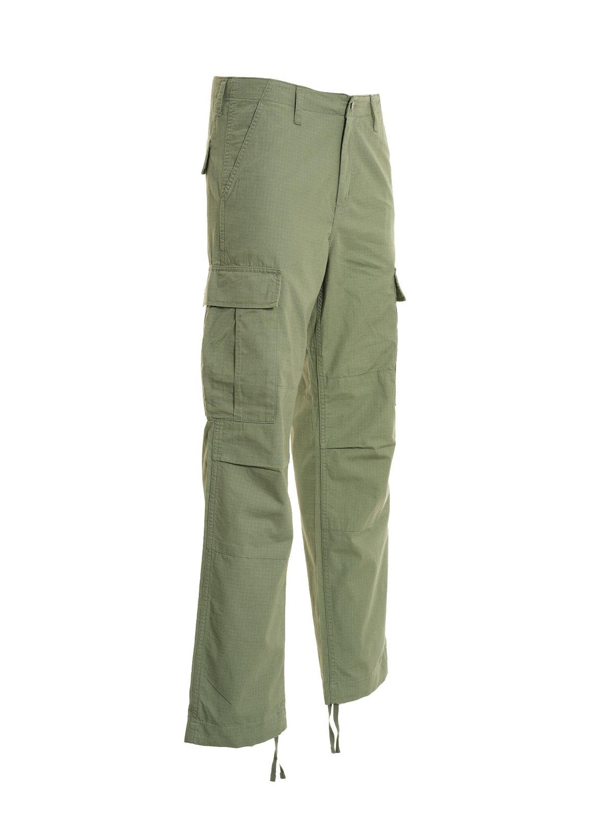 Shop Carhartt Wip Logo Patch Straight Leg Pants In Military