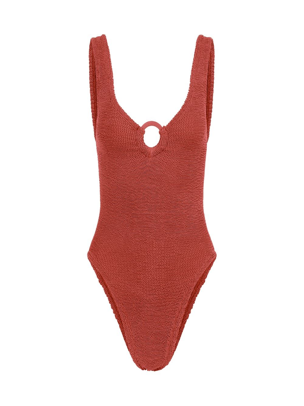 Shop Hunza G Celine Swim With Tonal Hoops In Rose