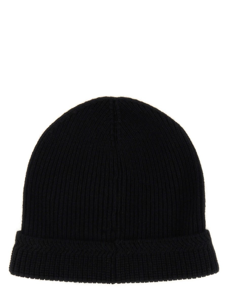 Shop Tom Ford Tf Patch Ribbed Beanie In Black