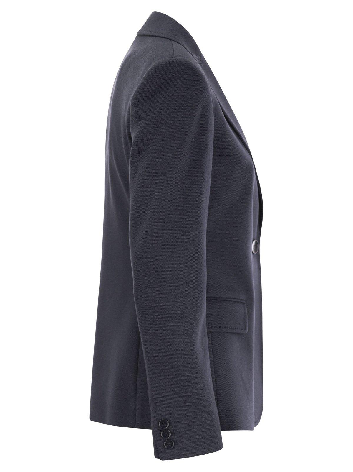 Shop Weekend Max Mara Single-breasted Long-sleeved Jacket In Blue