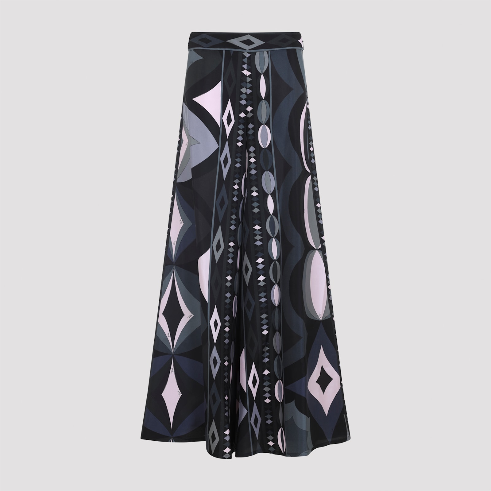 Pucci Geometric High Waist Wide Leg Trousers In Blue