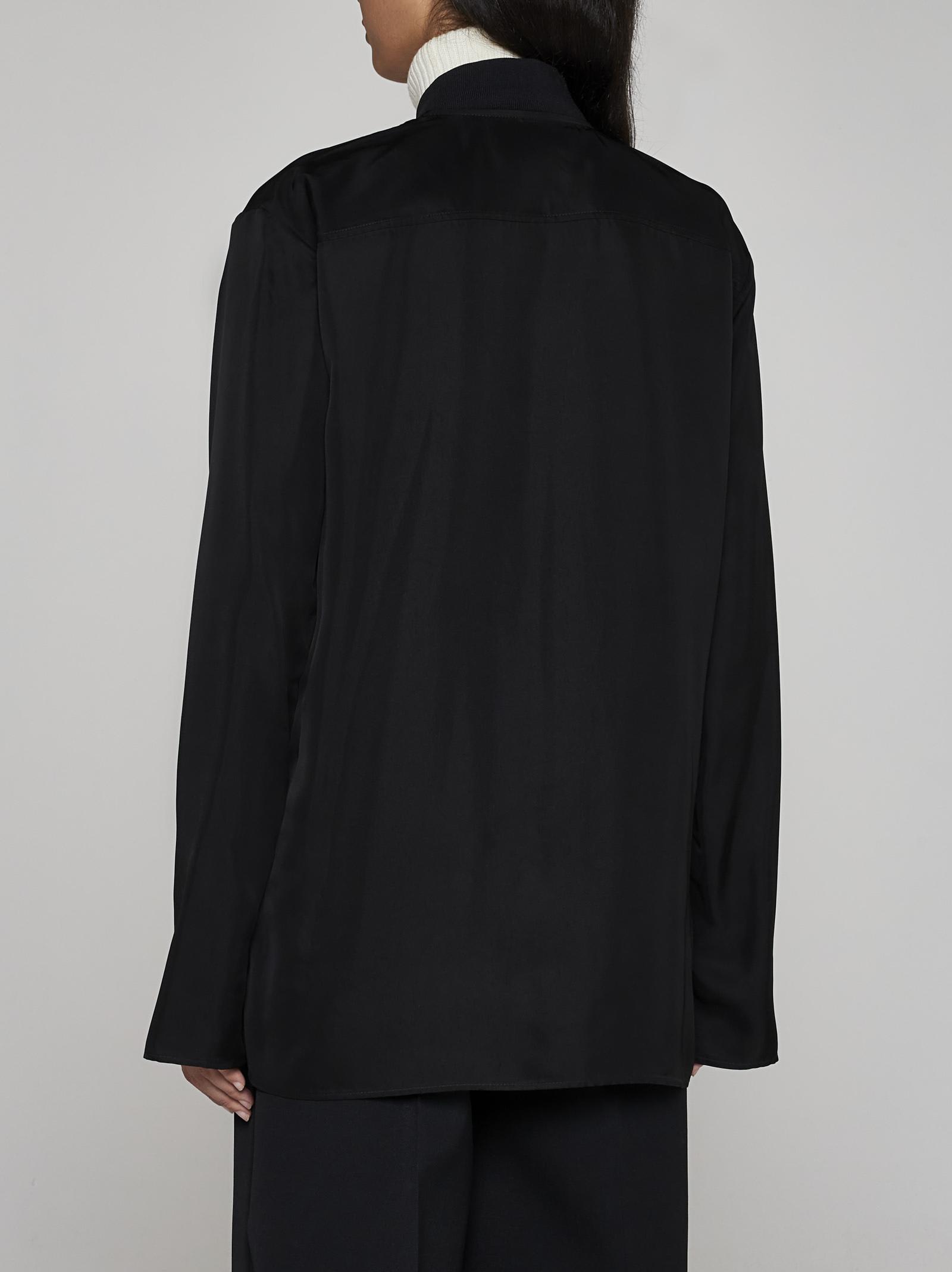 Shop Jil Sander Zip-up Viscose Overshirt In Black