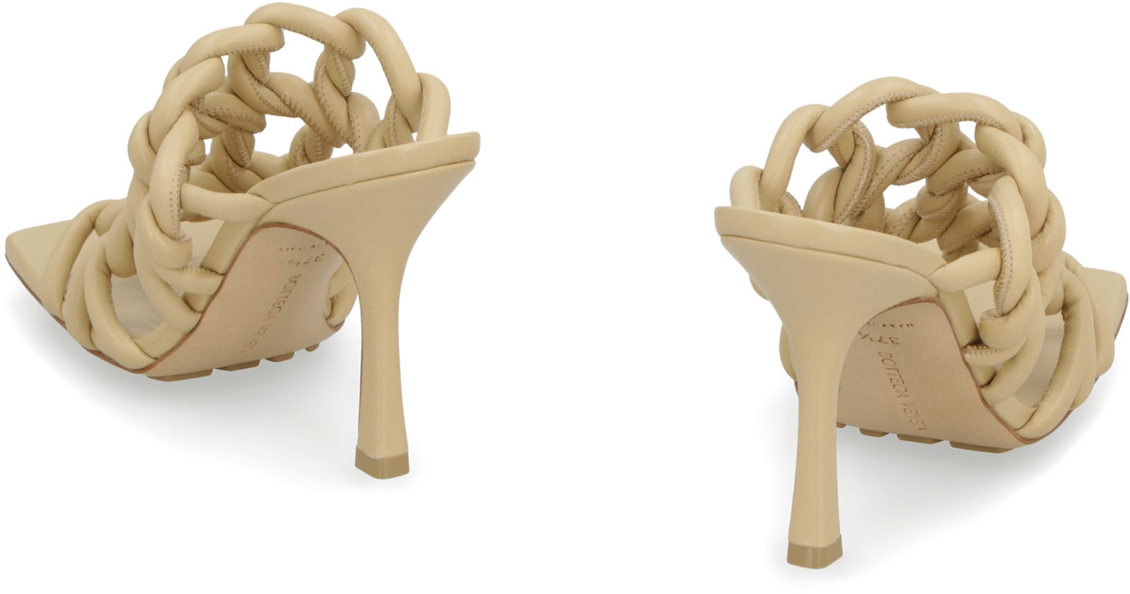 Shop Bottega Veneta Stretch Twist Leather Mules In Beige