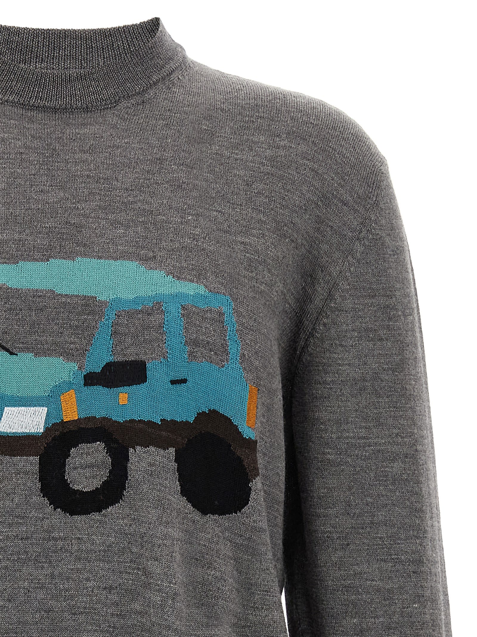 Magliano Graphic Design Crew Neck Long Sleeve Sweater In Gray