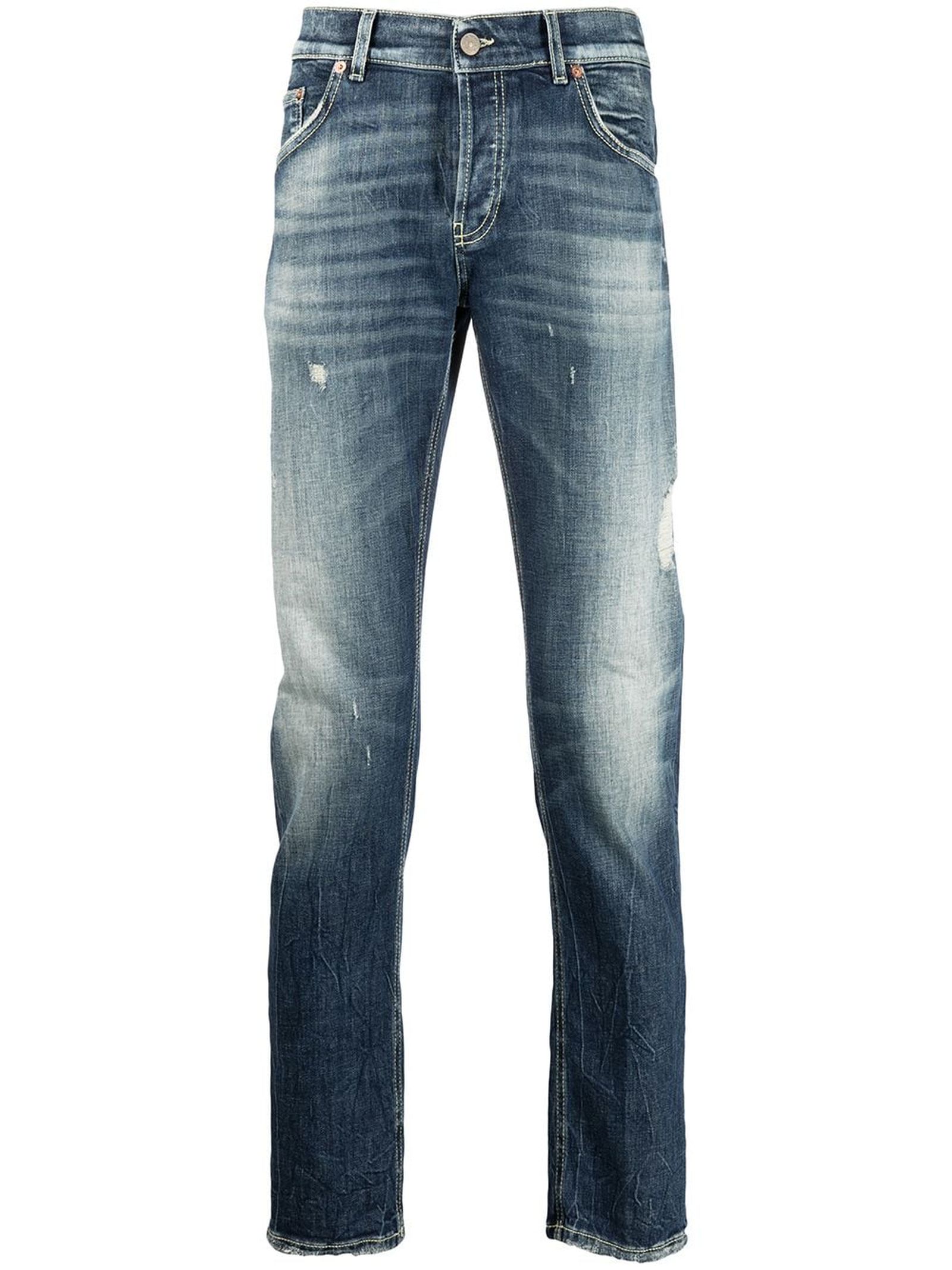 Dondup Blue Cotton-blend Distressed Jeans