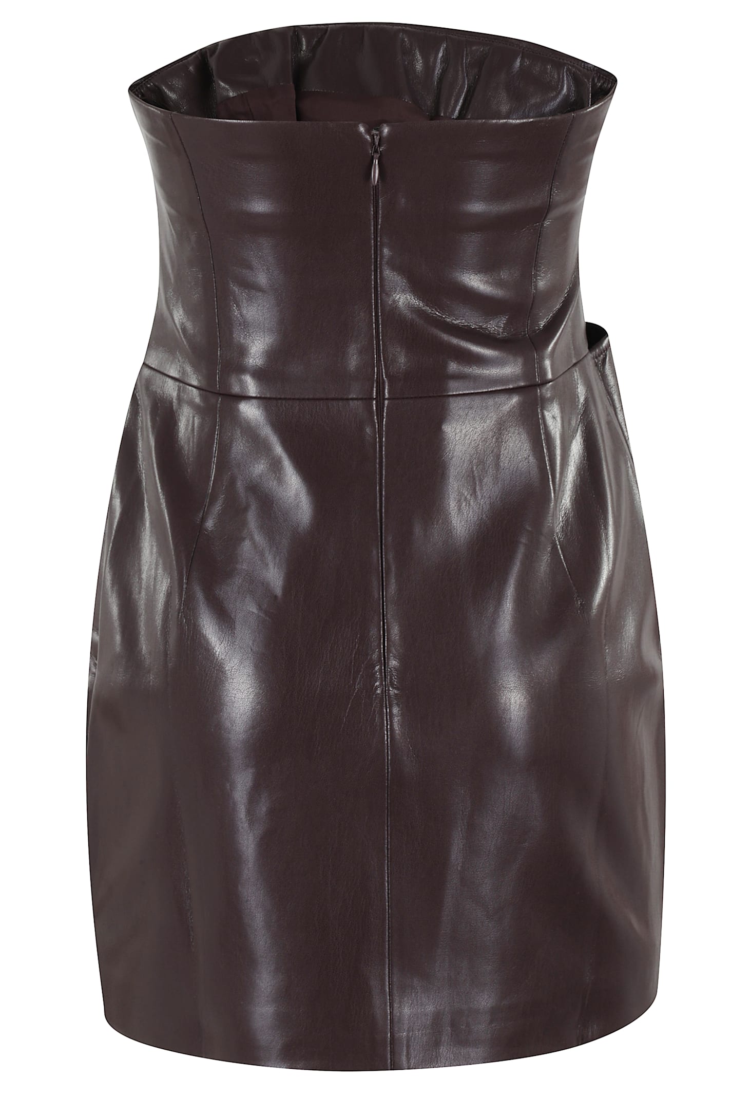 The Andamane Strapless Mini Dress Featuring Draped Detailing In Brown