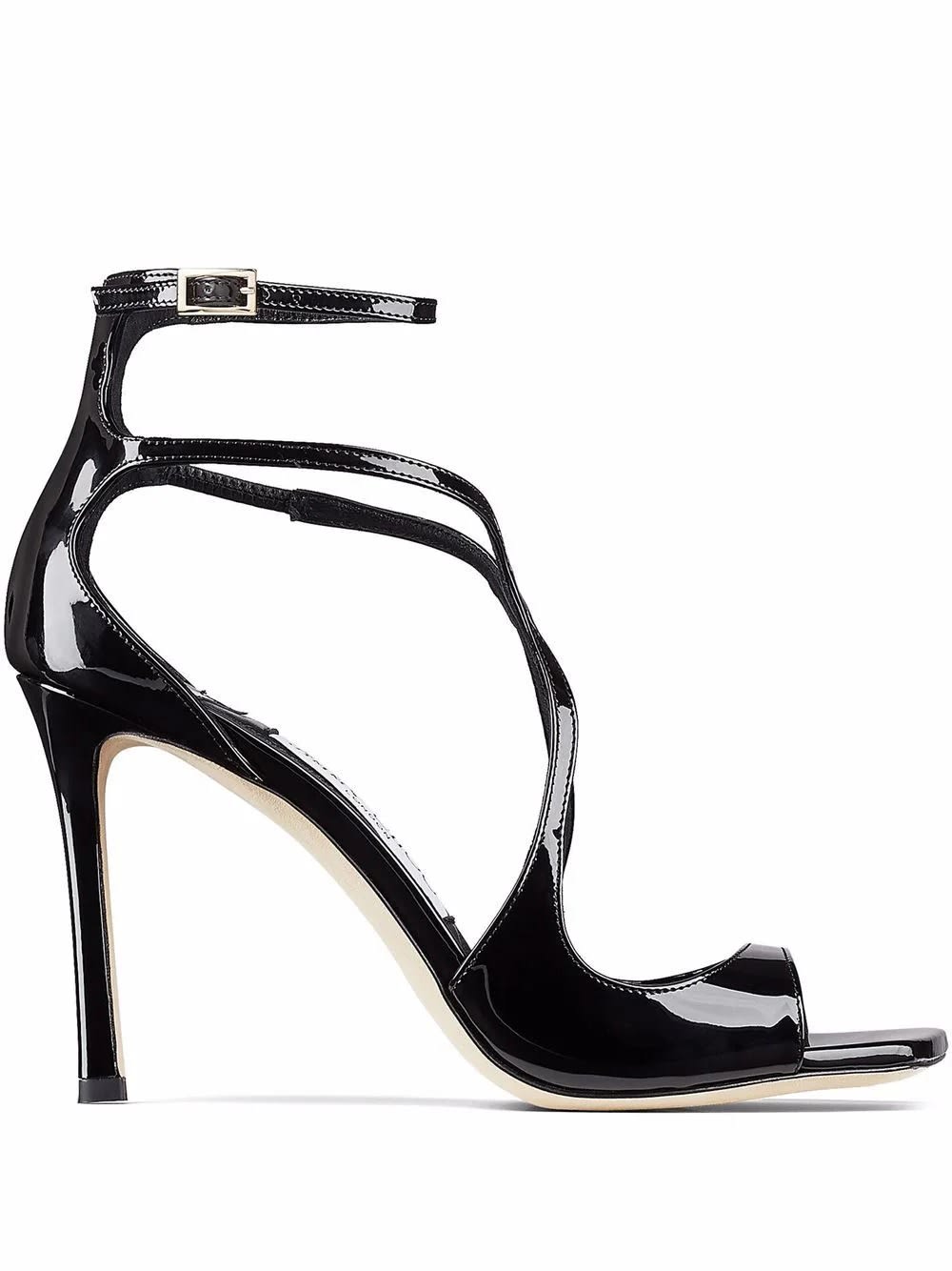 Shop Jimmy Choo Azia Sandals In Black Patent Leather