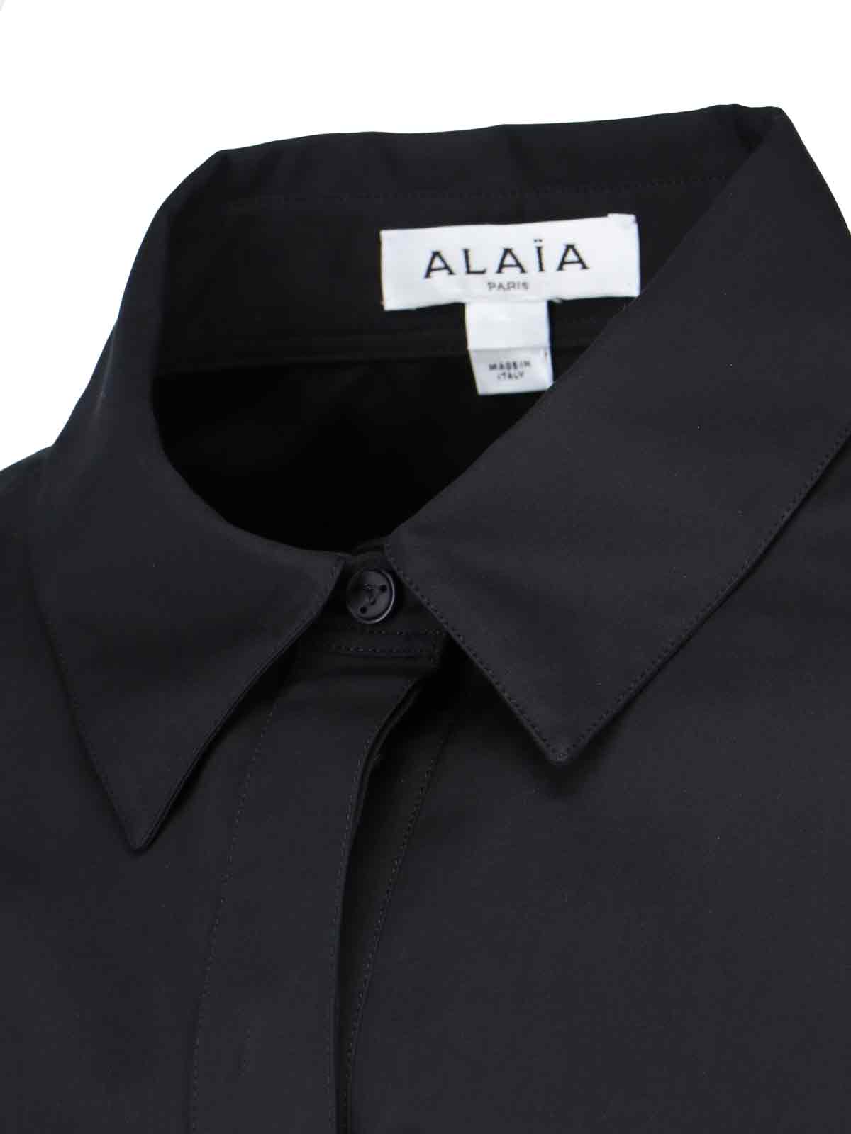 Shop Alaïa Crossed Crop Shirt In Black