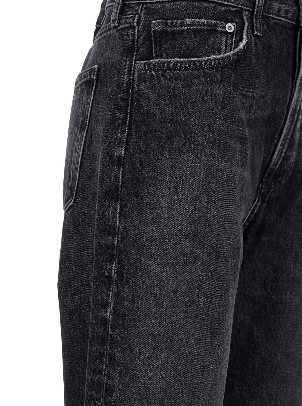 Shop Agolde Fran Black Bootcut Jeans With Cuffs In Denim Woman In Grey