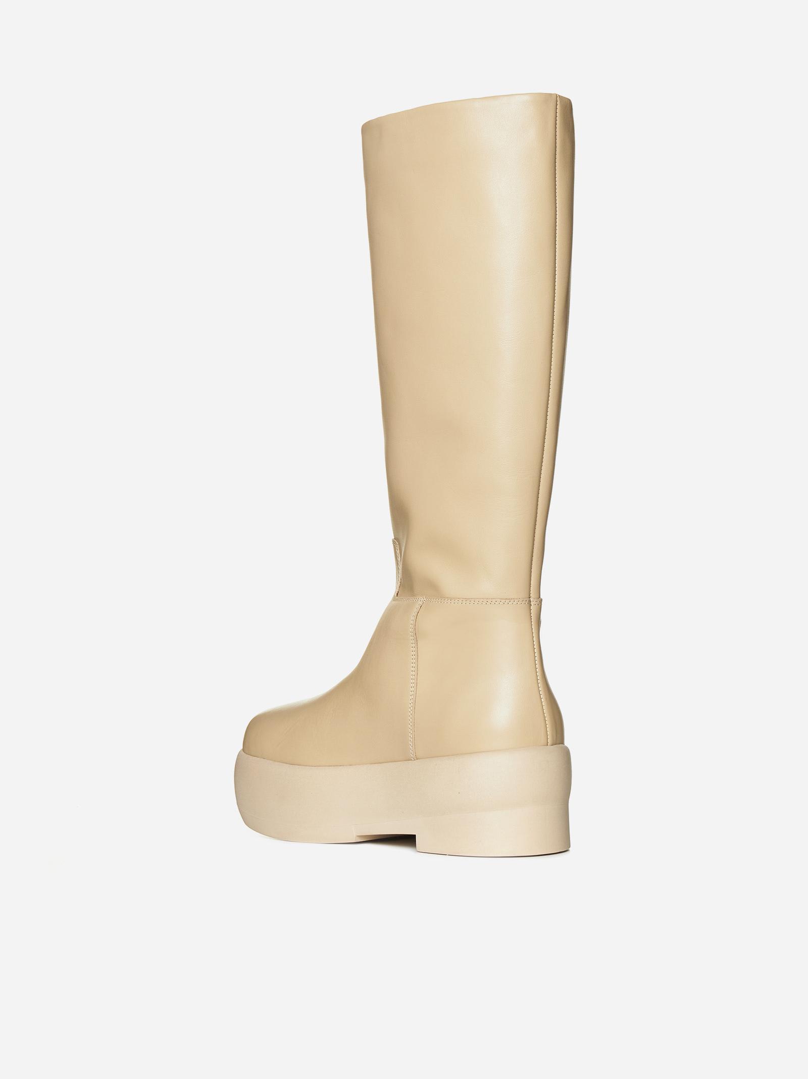 Gia Borghini Leather Boots In Beige