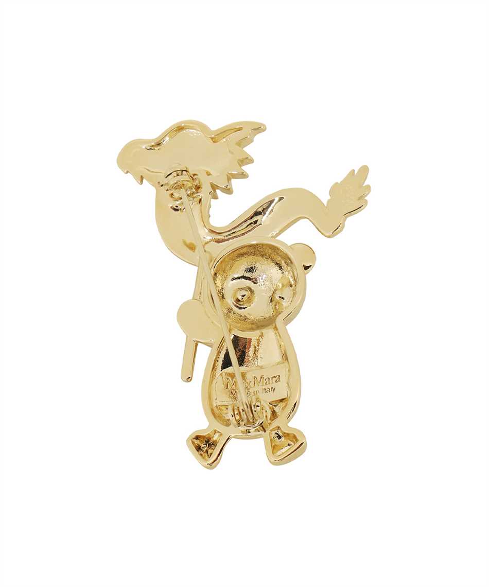 Max Mara Metal Teddy Bear Brooch With Dragon In Gold