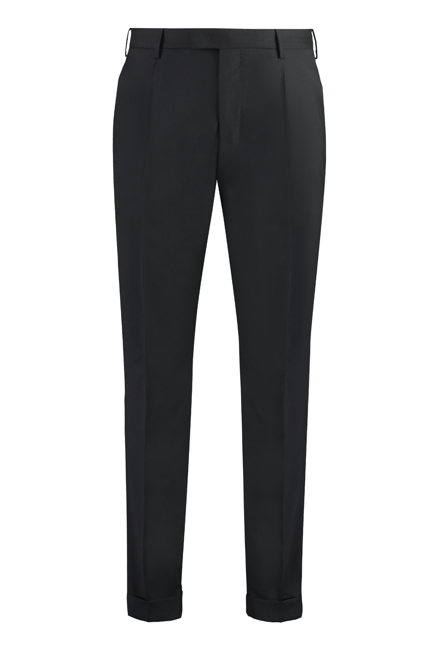 Shop Pt01 Virgin Wool Trousers In Black