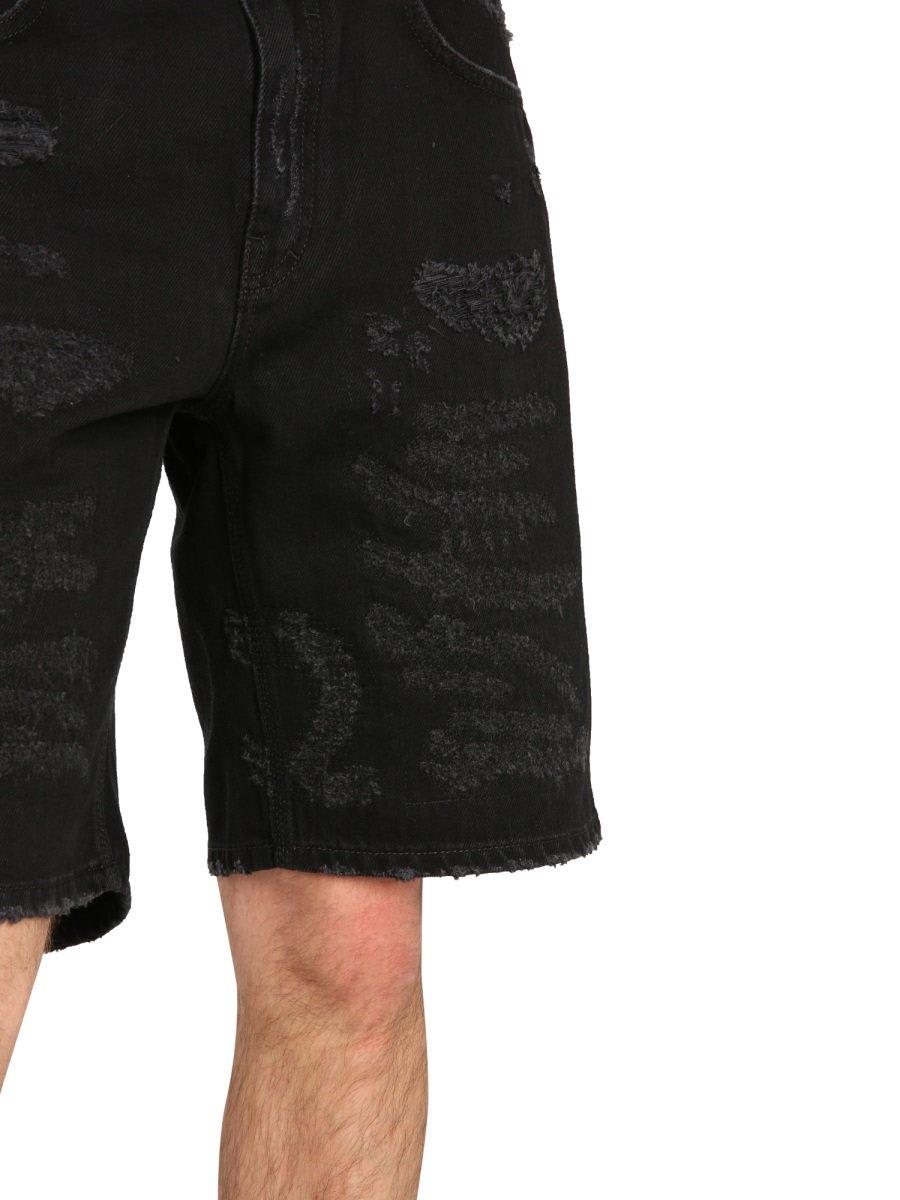 Shop Givenchy Distressed Denim Shorts In Black