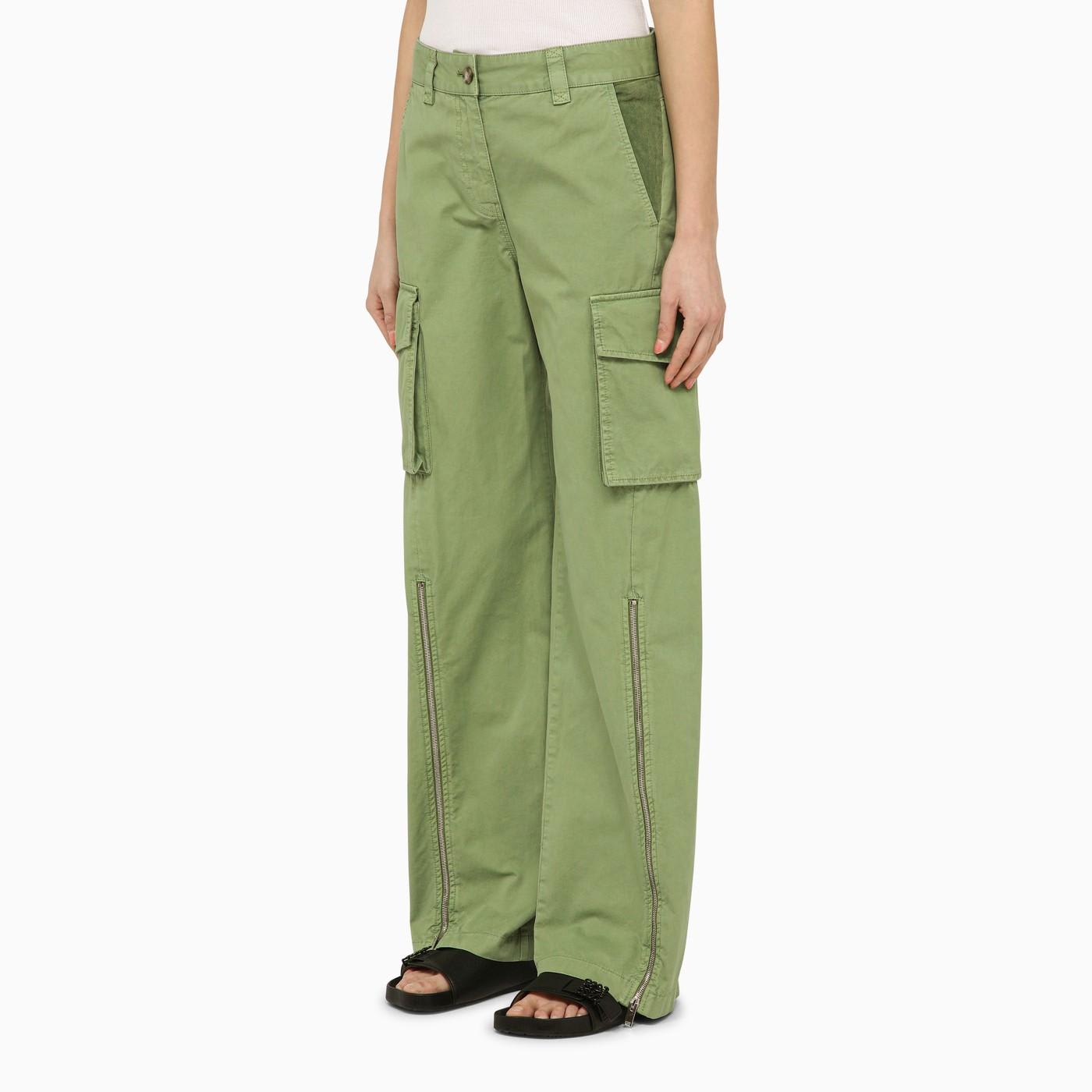 Shop Stella Mccartney Pistachio-coloured Cotton Cargo Trousers In Verde