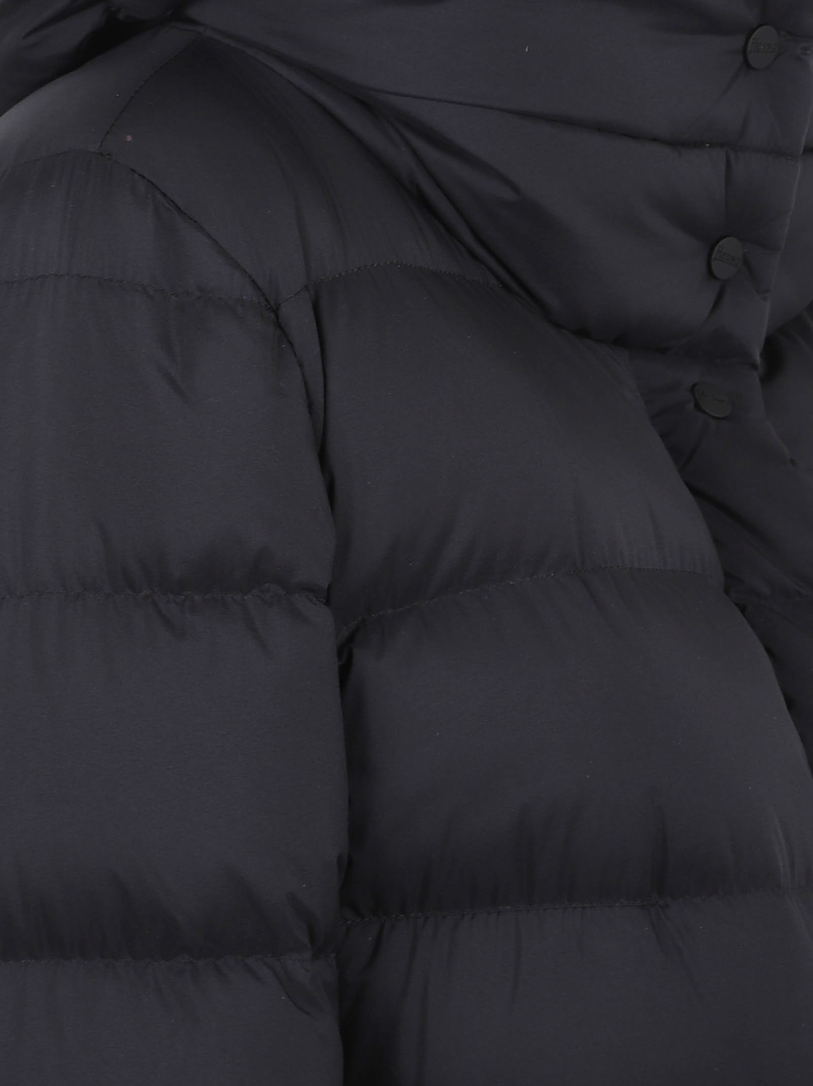 Herno Hooded Buttoned Jacket In Black