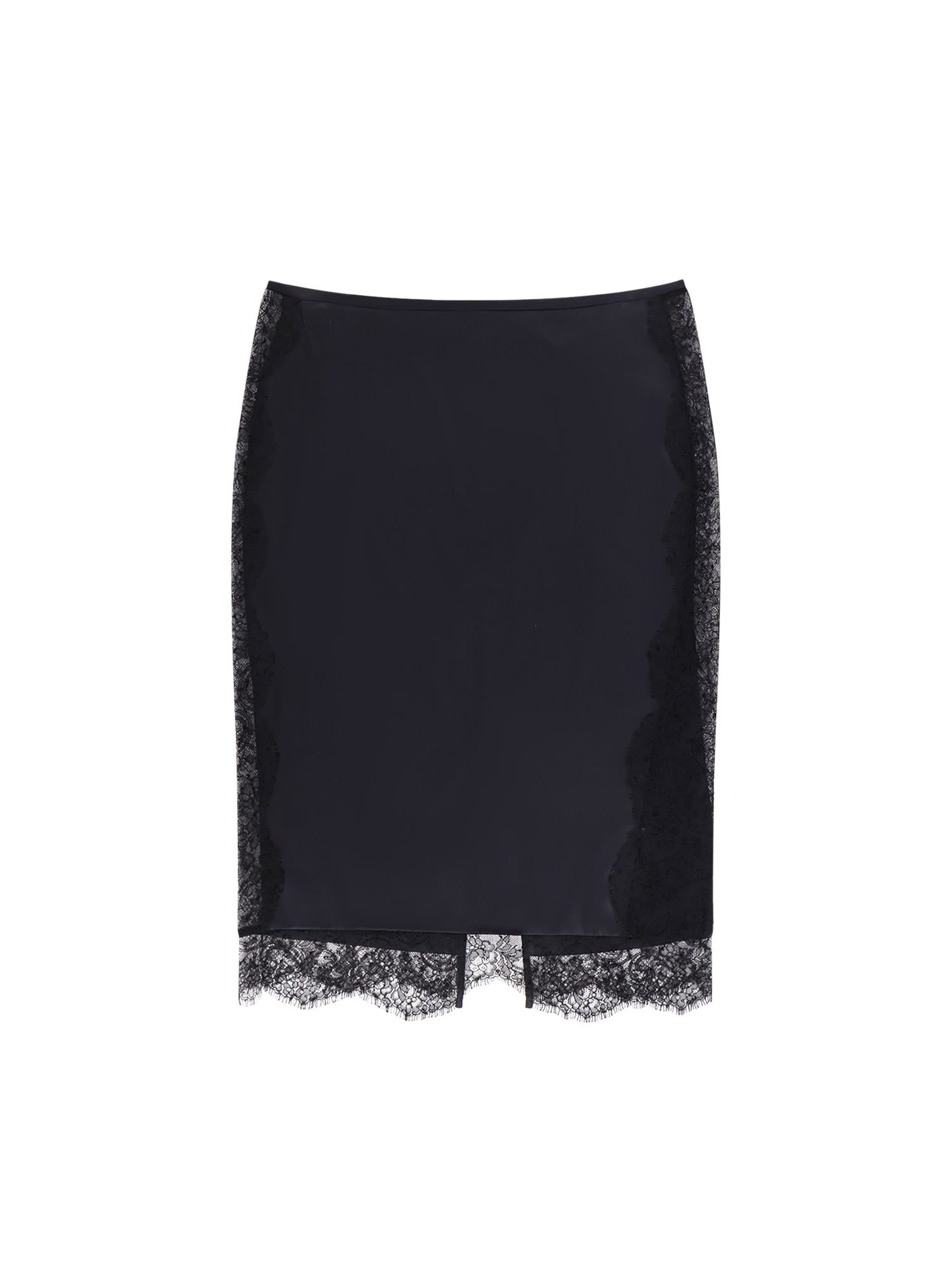 Tom Ford Women Silk Skirt With Lace Inserts In Black