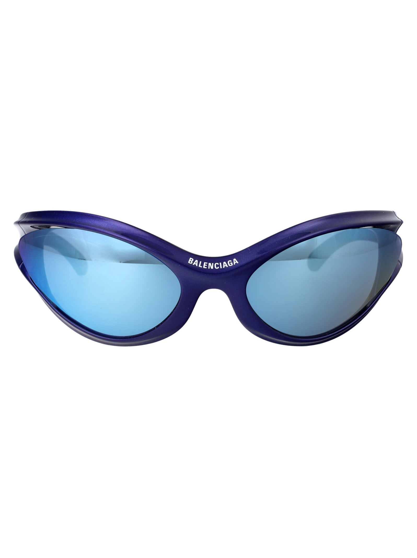 Shop Balenciaga Bb0317s Sunglasses In 004 Blue Blue Blue