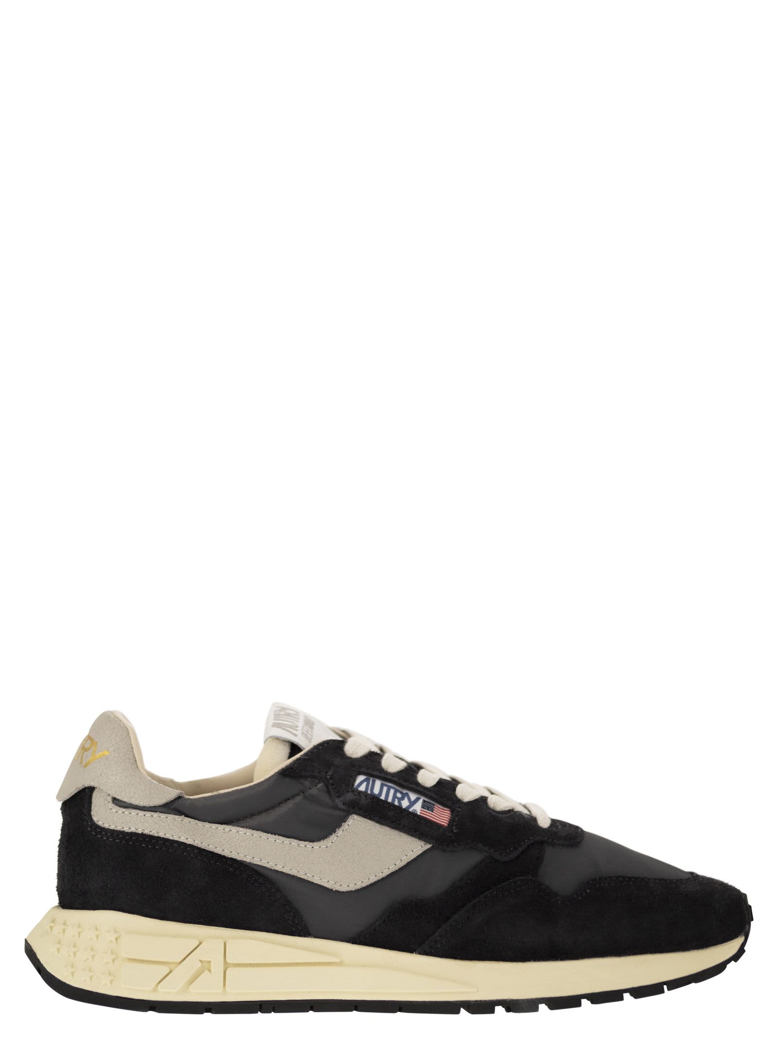 Shop Autry Reelwind - Suede And Technical Textile Trainer In Black