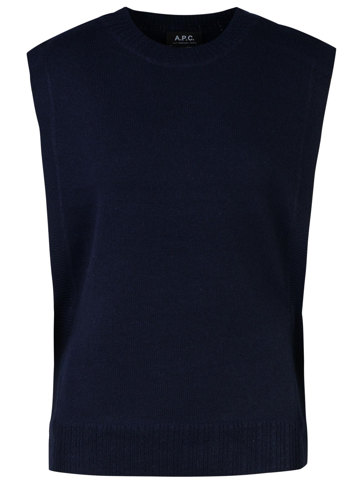 Shop Apc Margot Blue Wool Vest