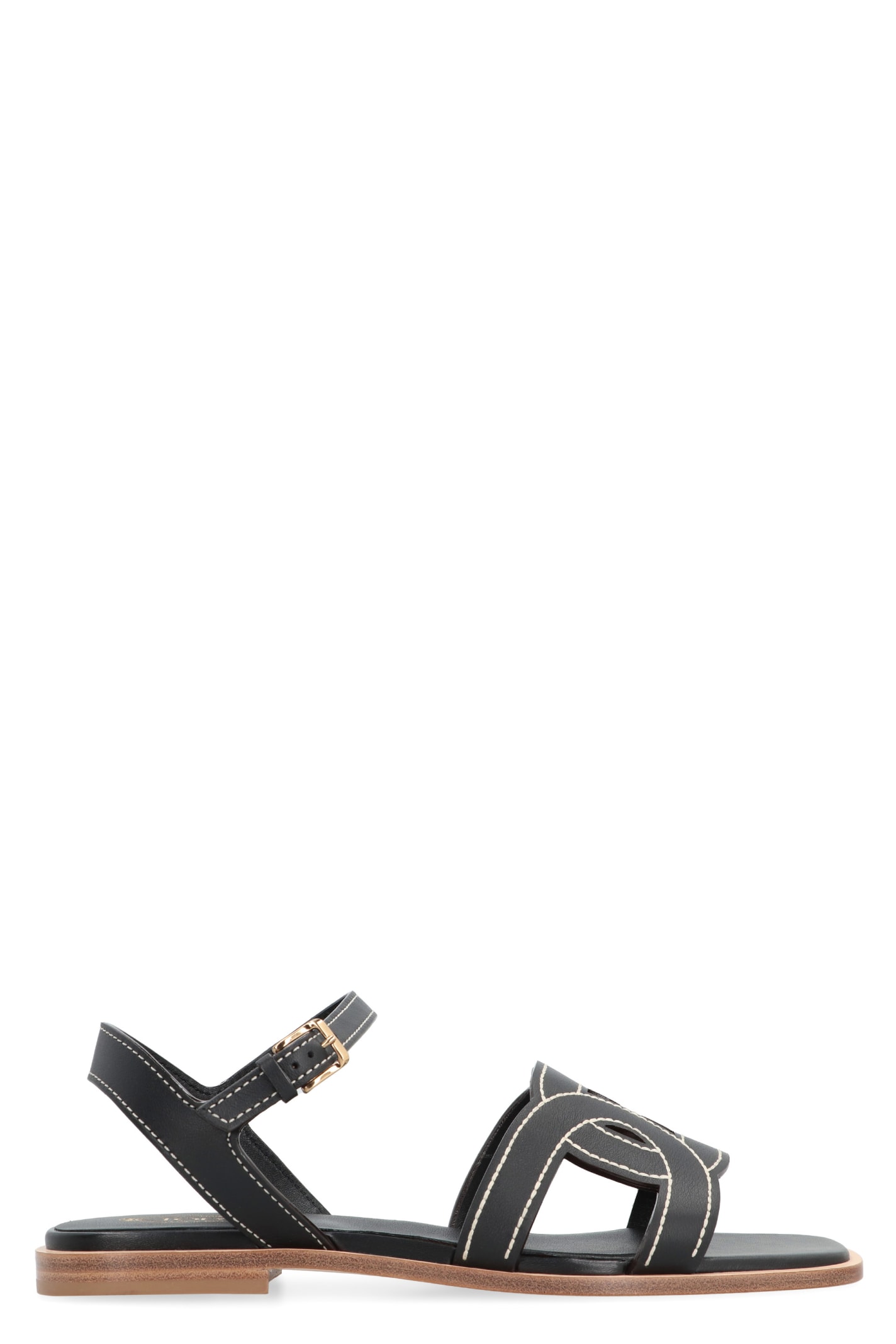 Shop Tod's Kate Leather Sandals In Black
