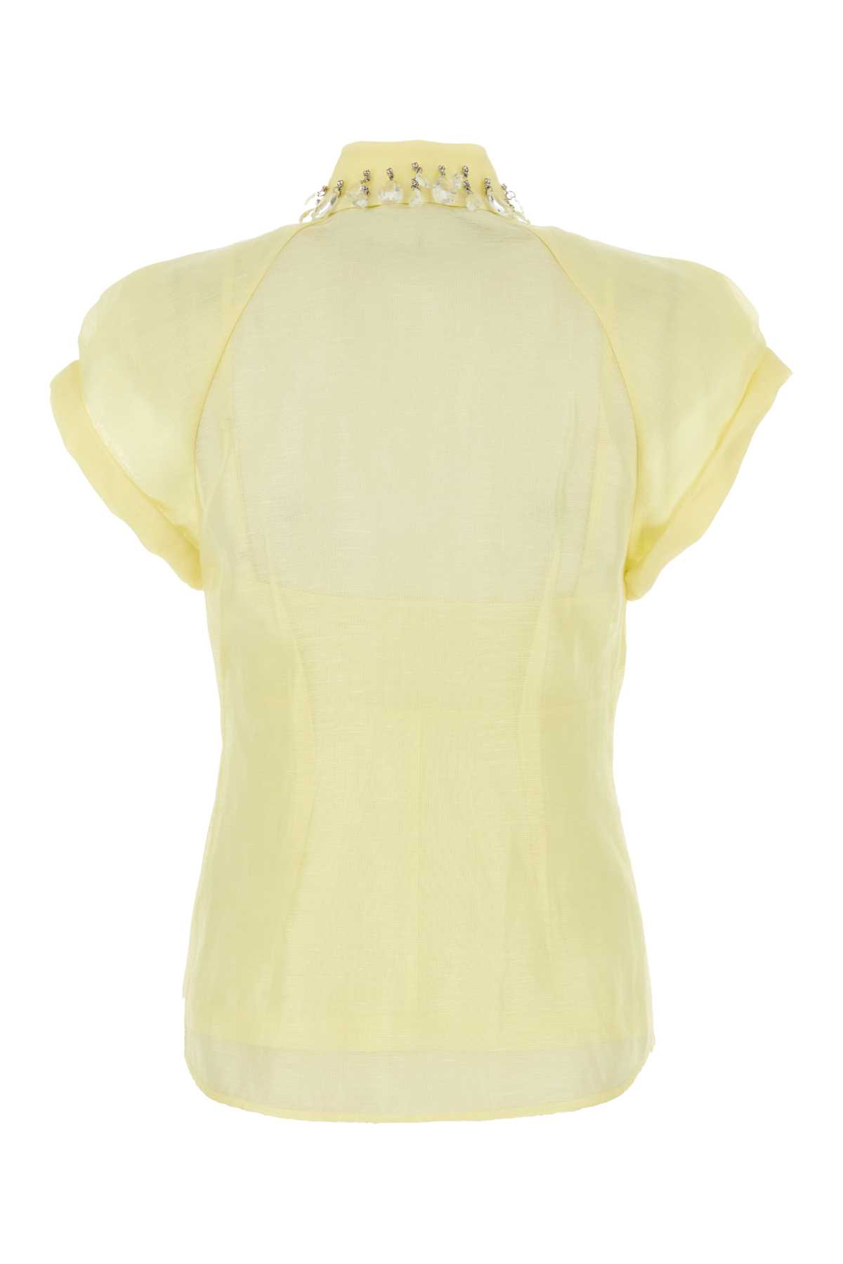 Shop Zimmermann Pastel Yellow Linen Blend Matchmaker Shirt In Lemon