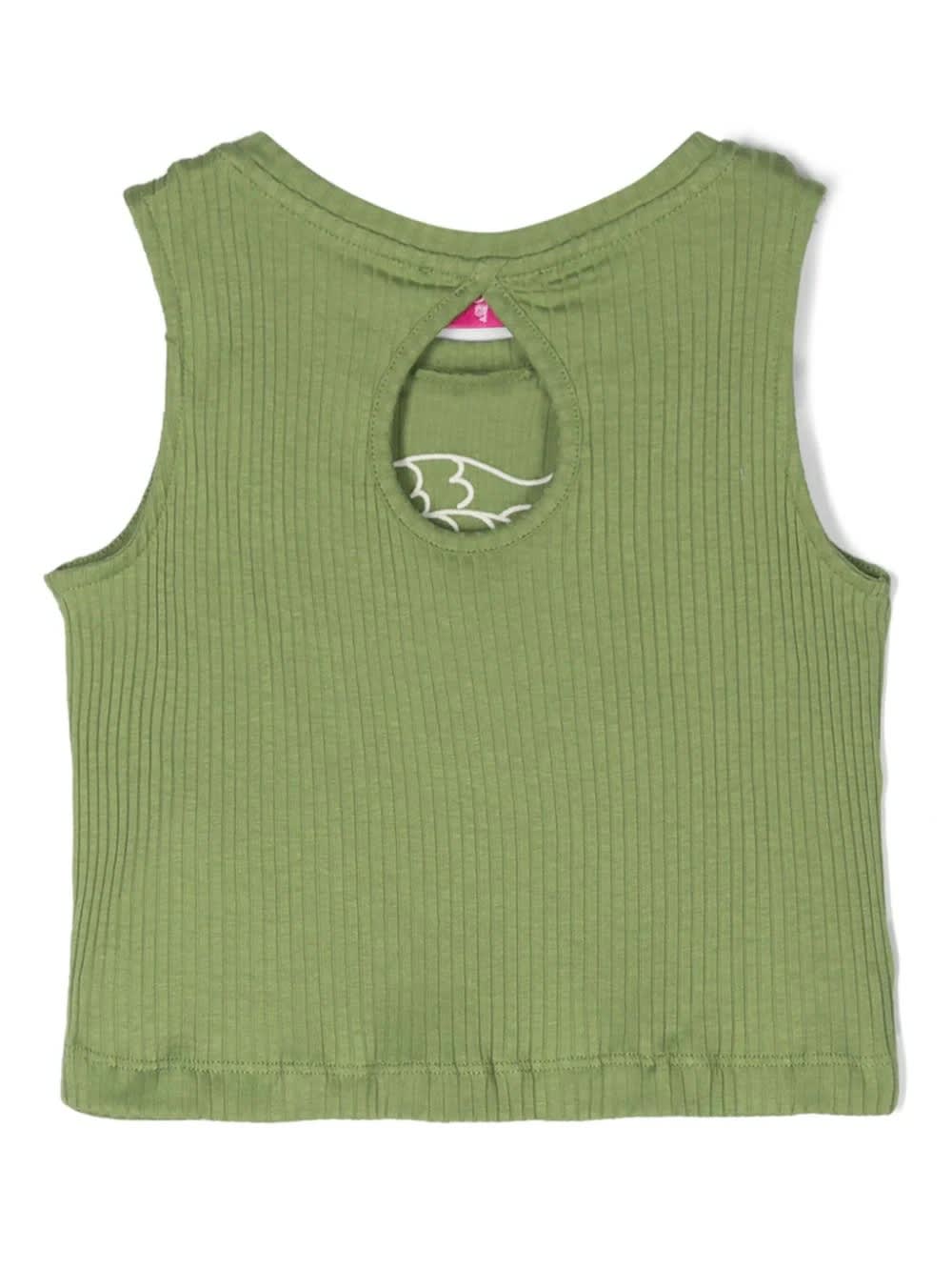 Shop Pucci Green Ribbed Tank Top With Fish Motif