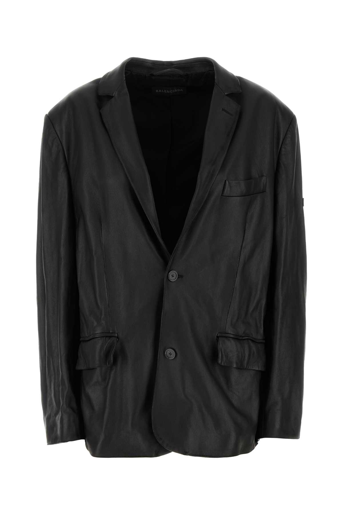 Balenciaga Black Leather Blazer