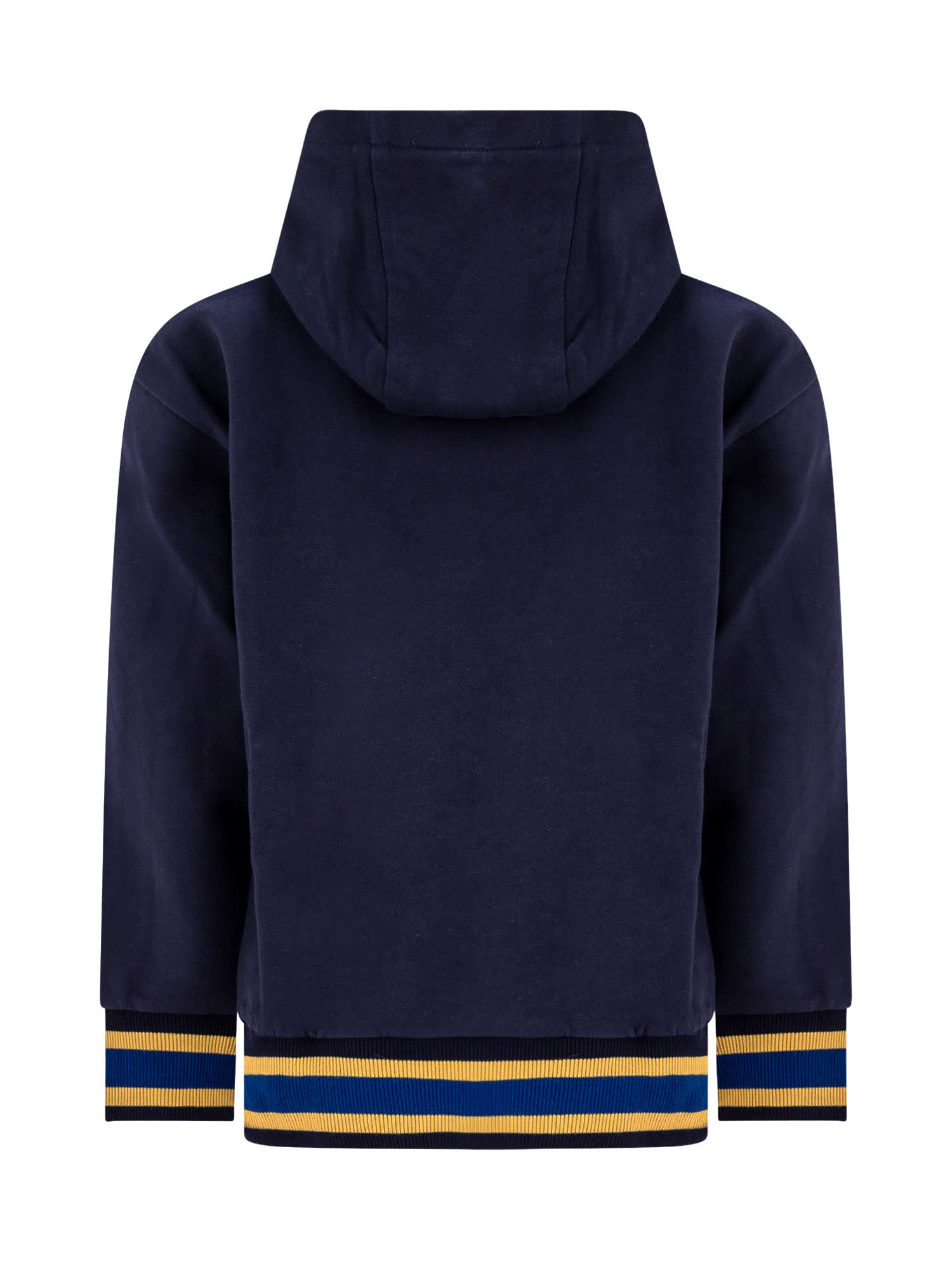Shop Young Versace Sweatshirt With Hood In Navy Oro Blu
