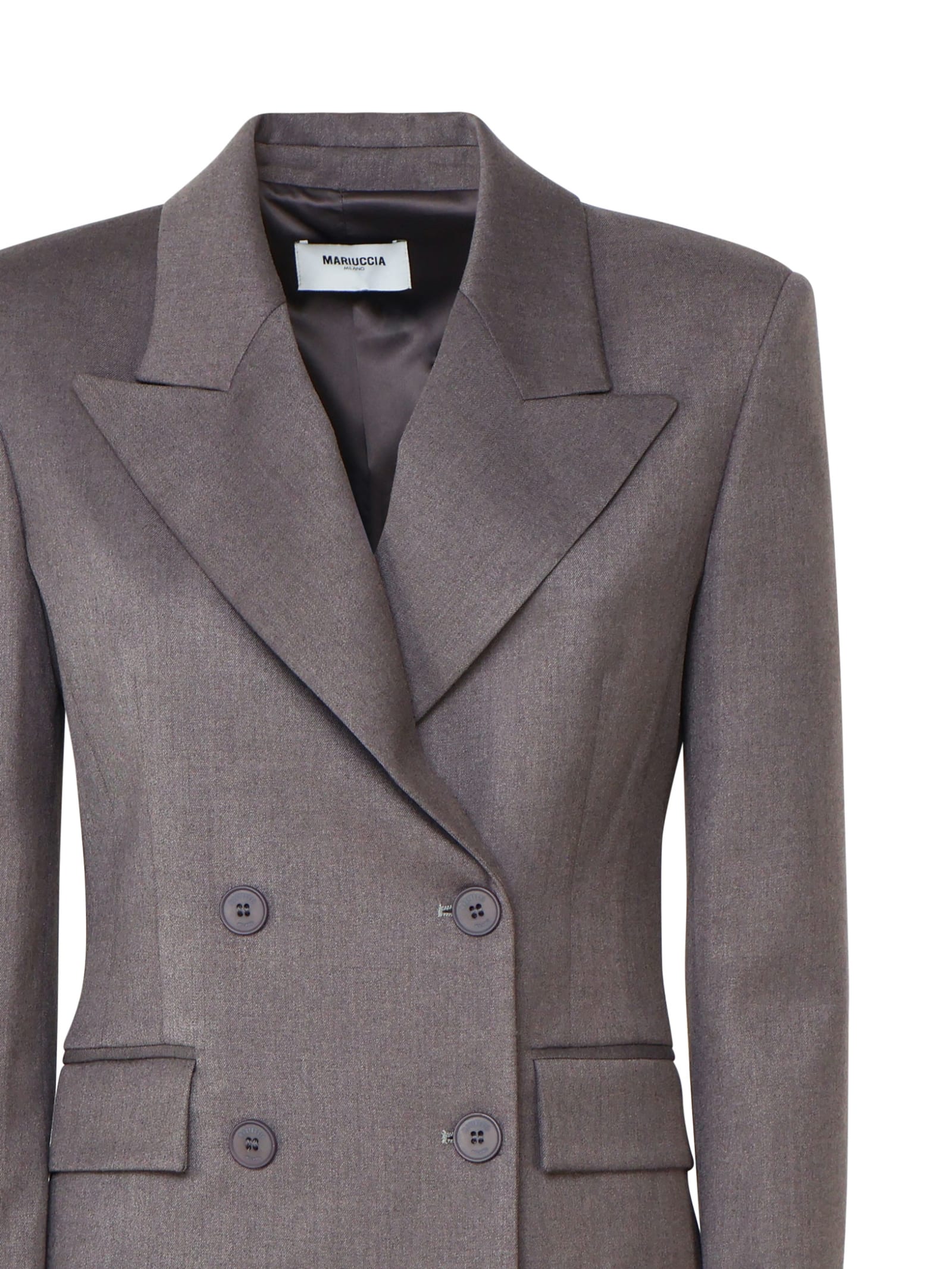 Shop Mariuccia Milano Blazer In Wool In Grey