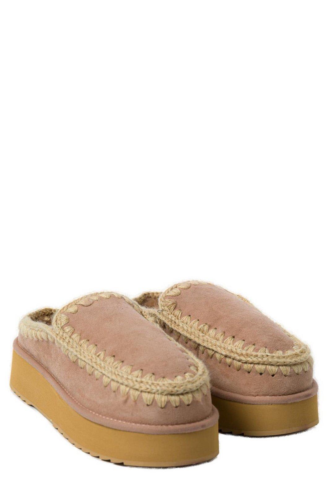 Mou Eskimo Platform Clogs In Camel