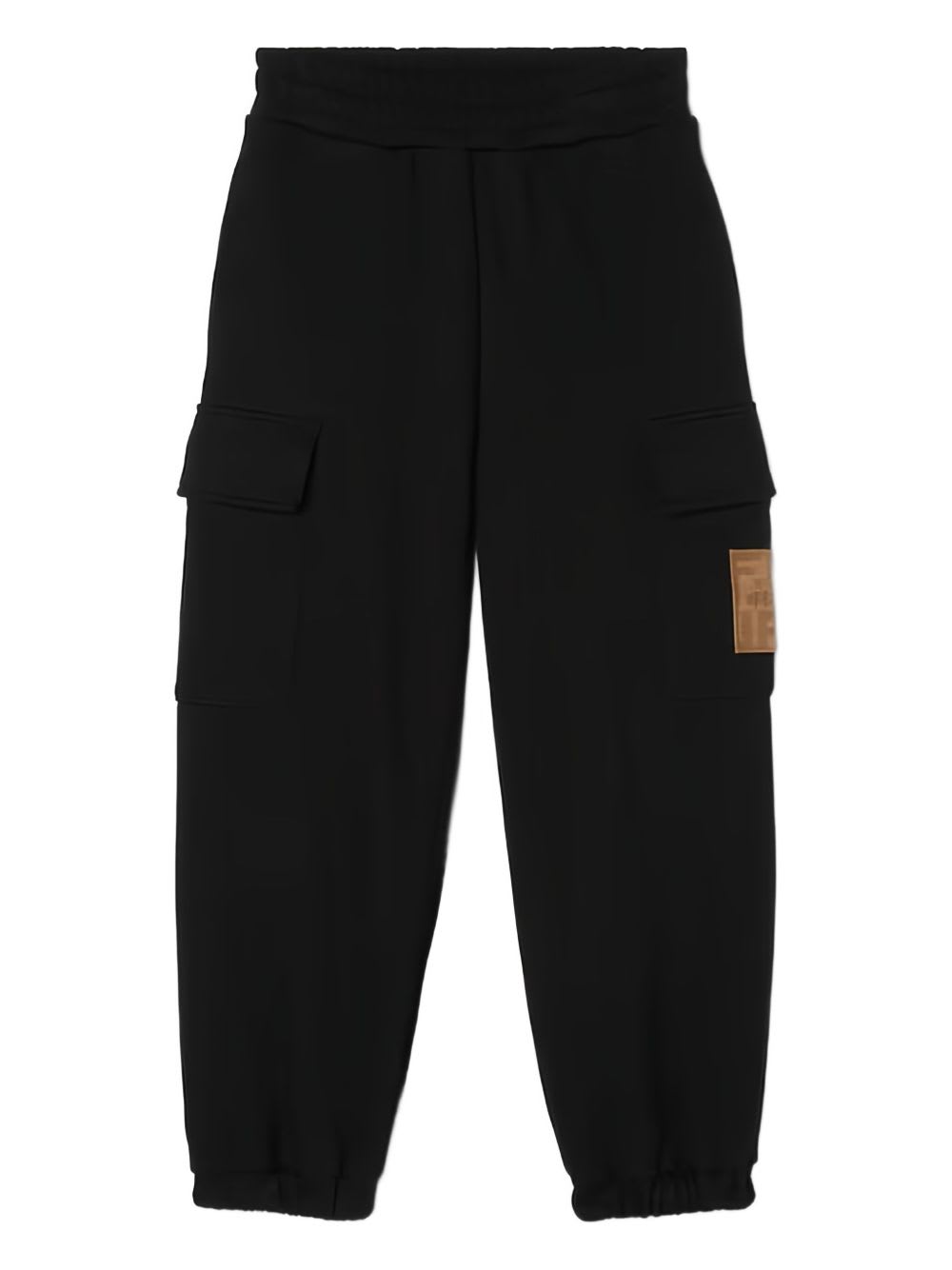 Fendi Kids Black Jogger Pants With Ff Logo In Black