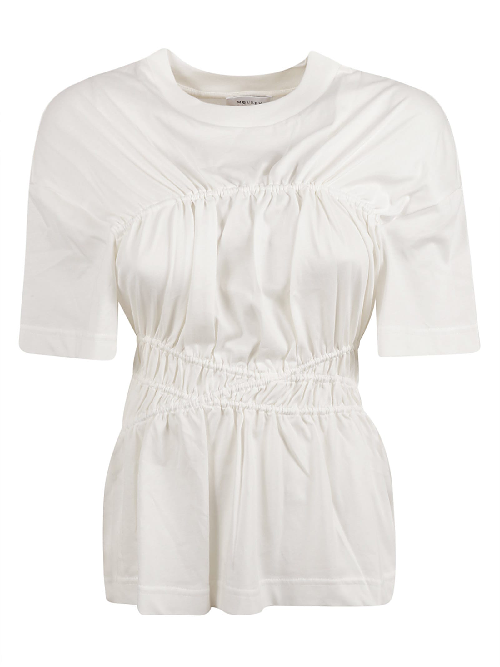 Shop Alexander Mcqueen Wrap Waist T-shirt In Optic White