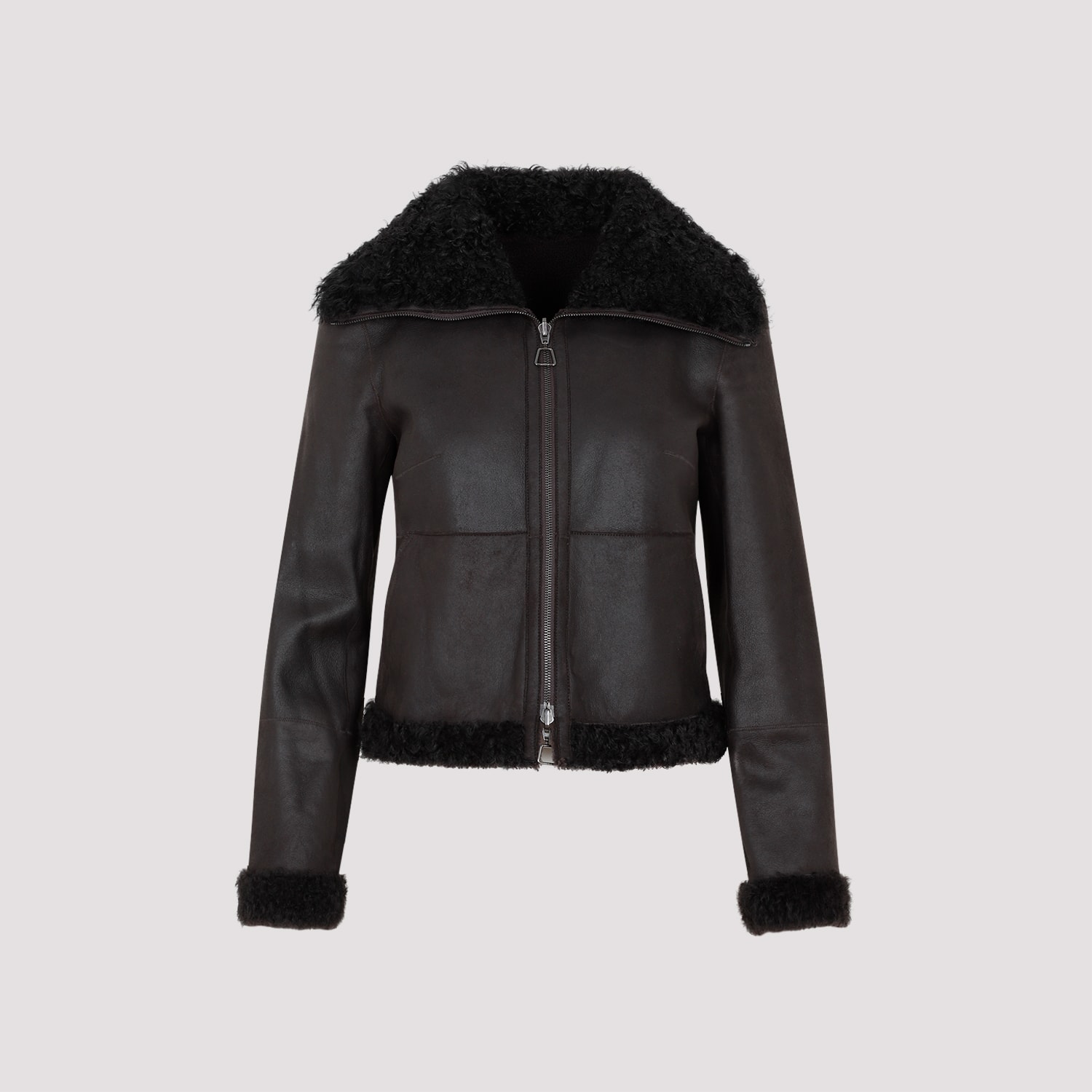 Shop Akris Lamb Leather Jacket In Mocca