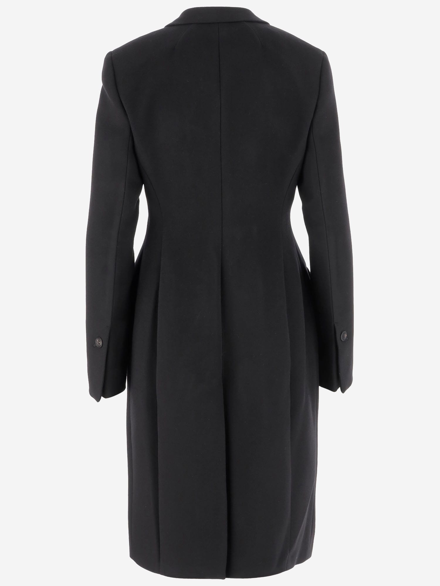 Ferragamo Single-breasted Shaped Coat In Wool And Cashmere In Black