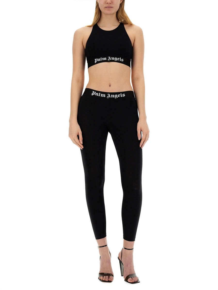 Shop Palm Angels Leggings With Logo In Black