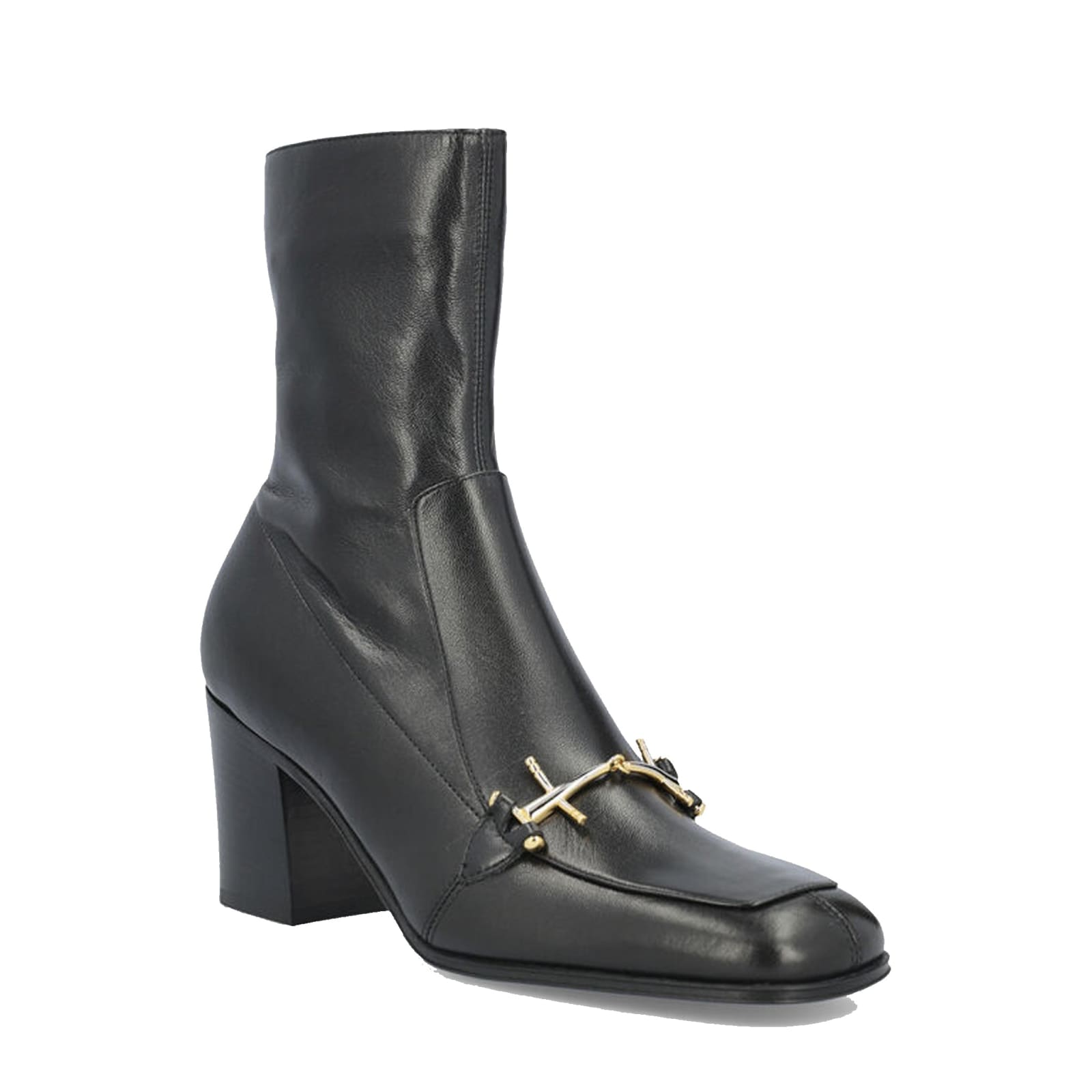 Shop Saint Laurent Elbio 75 Leather Boots In Black