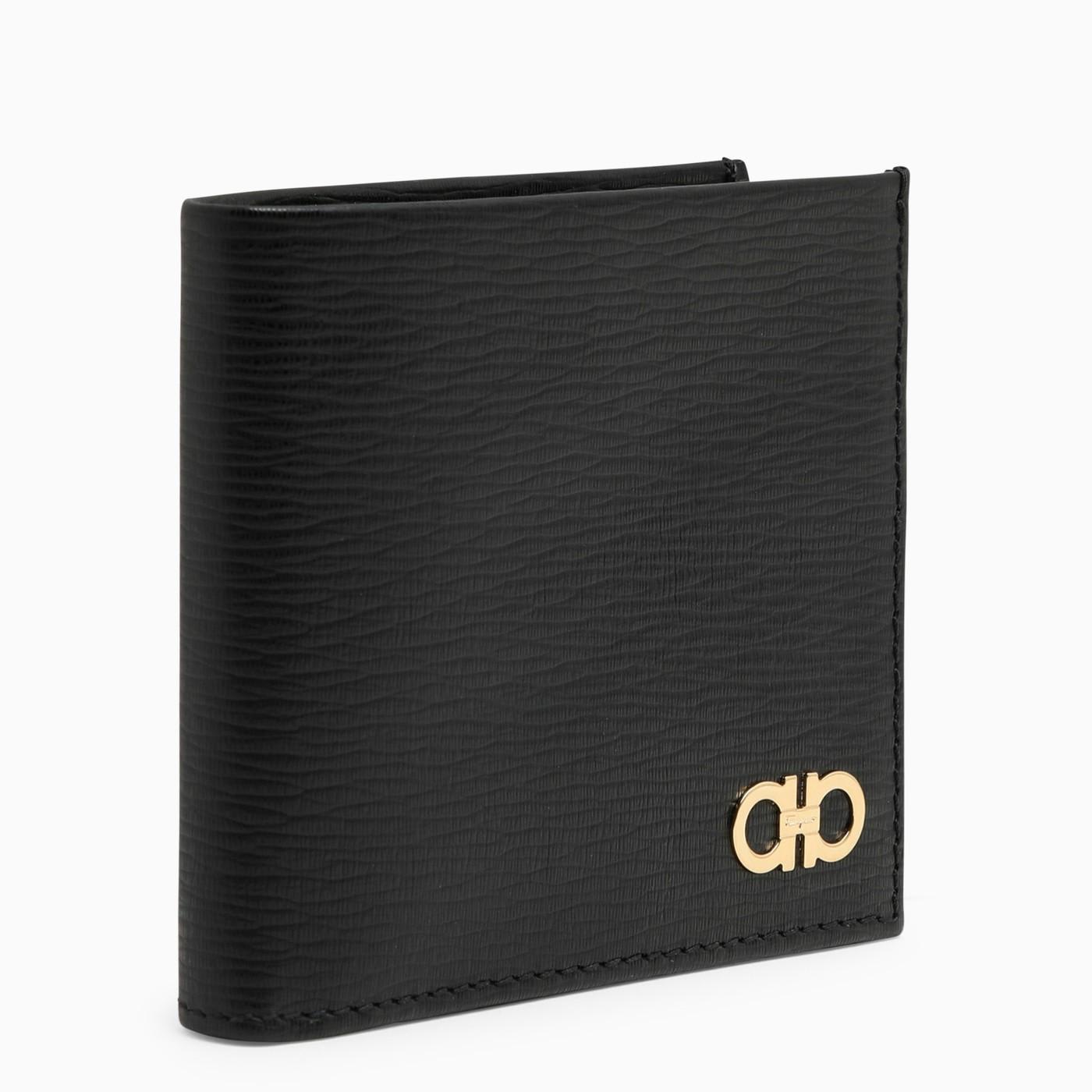 Shop Ferragamo Revival Black Wallet With Gancini Logo