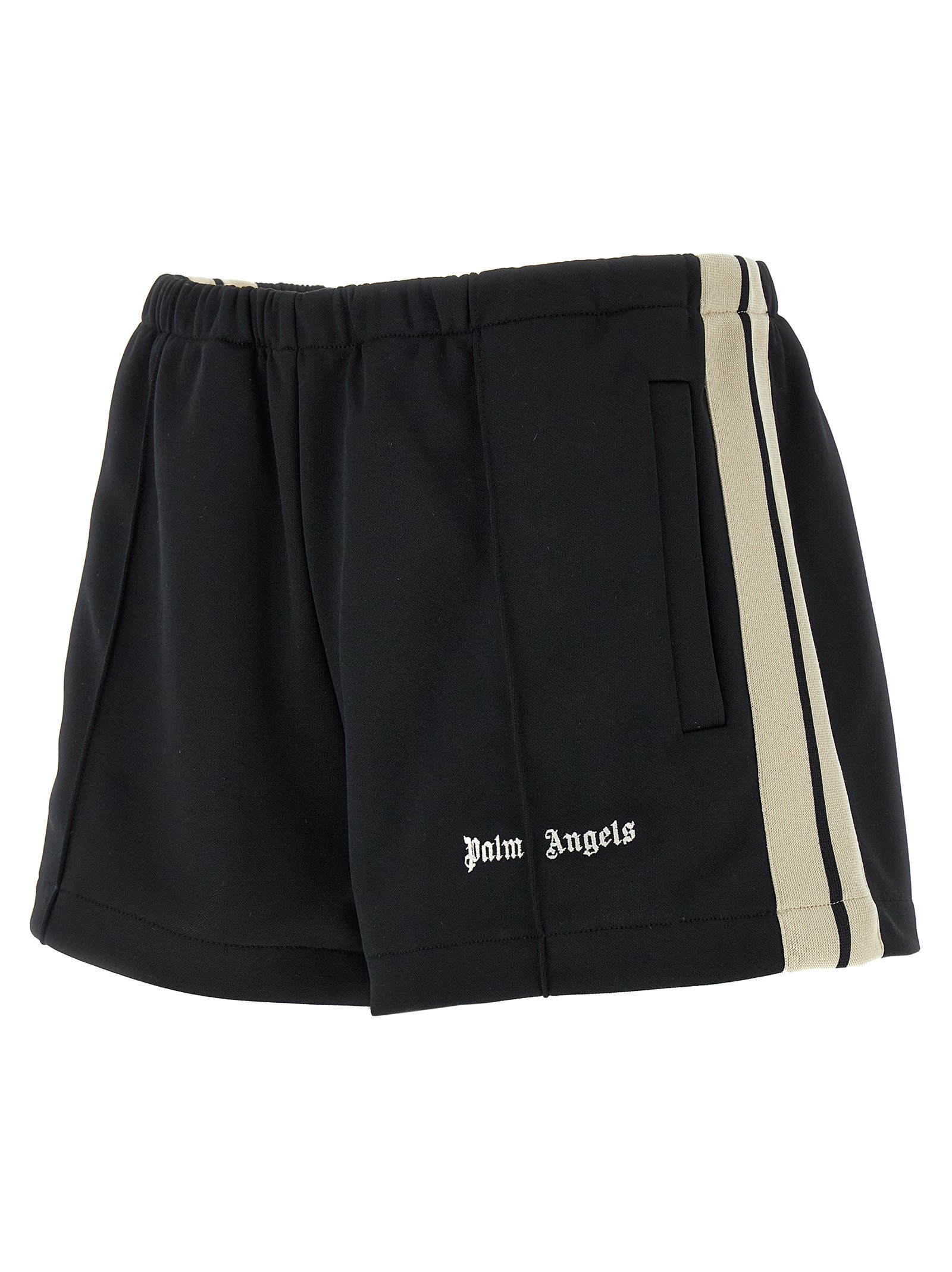 Shop Palm Angels Classic Logo Shorts In White/black