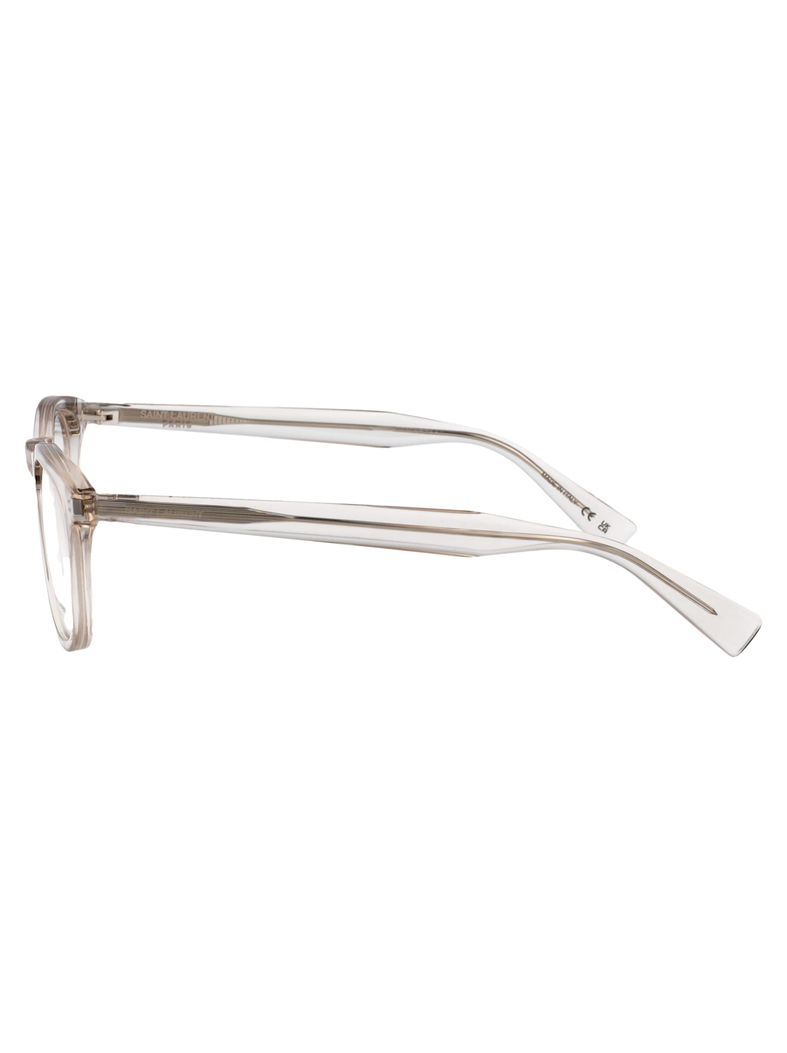 Saint Laurent Beige-beige-transparent Recycled Acetate Glasses In Gray