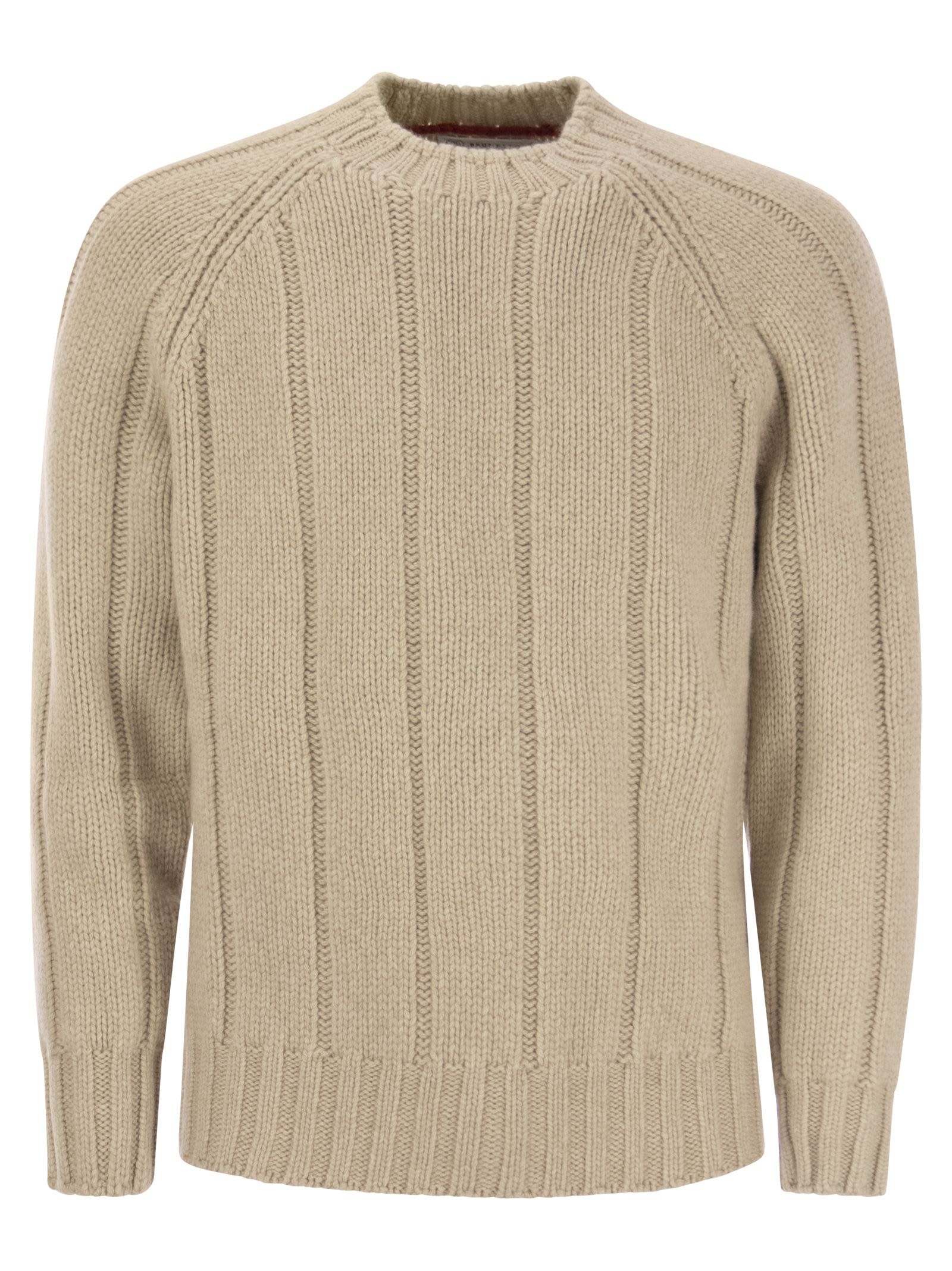 Shop Brunello Cucinelli Flat-ribbed Cashmere Sweater In Beige